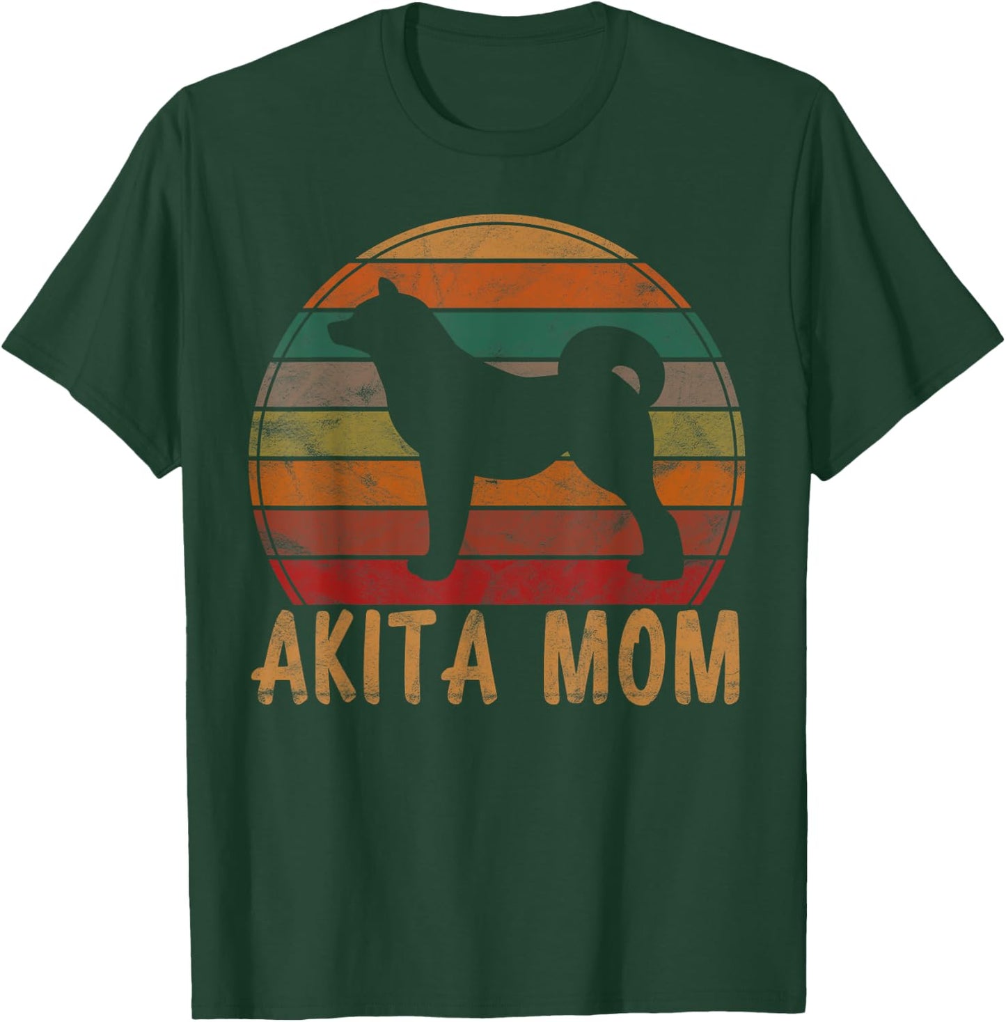 Retro Akita Mom Gift Akita Dog Owner Mother Pet Mama T-Shirt - T-Shirt | Forest