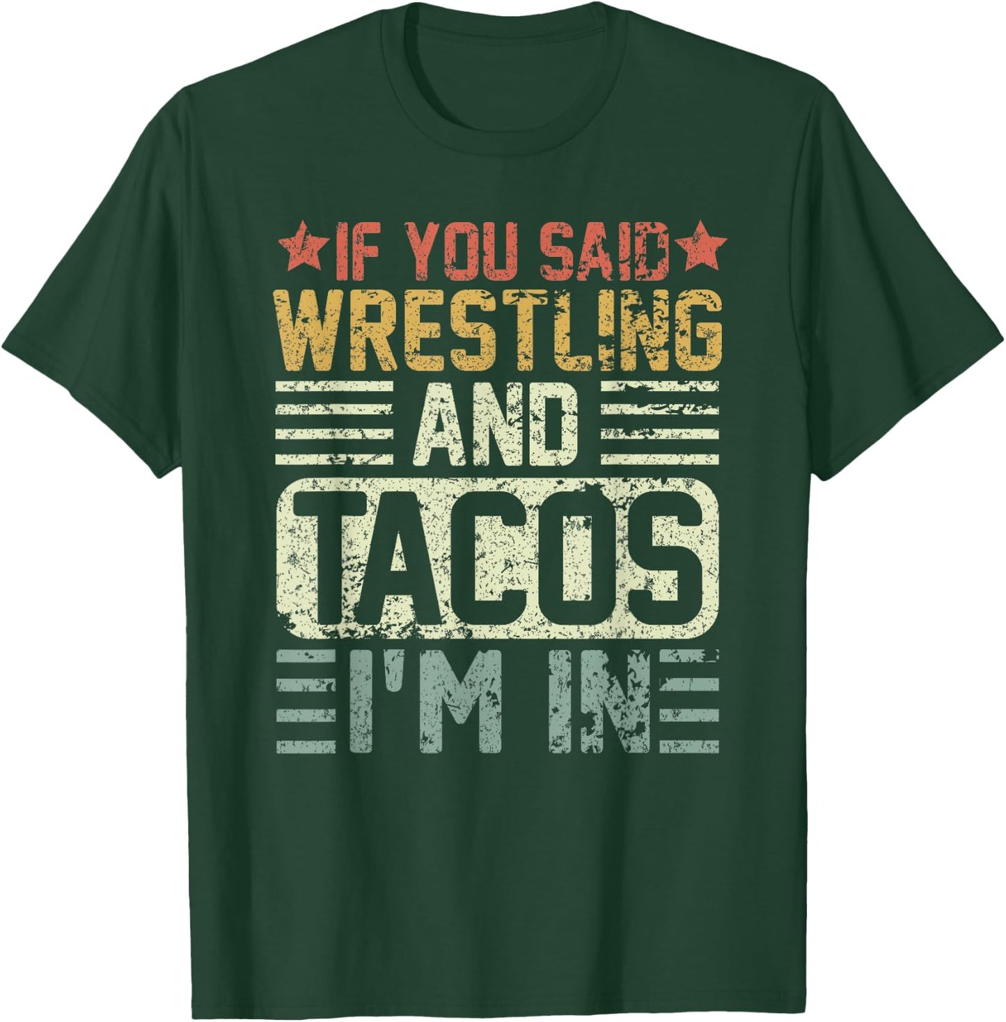 Vintage Funny Wrestling And Tacos Novelty Sports T-Shirt - T-Shirt | Forest