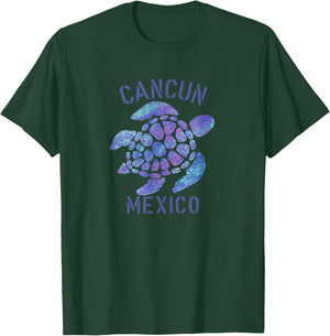 Cancun, Mexico Beach Design / Tribal Turtle Gift T-Shirt - T-Shirt | Forest
