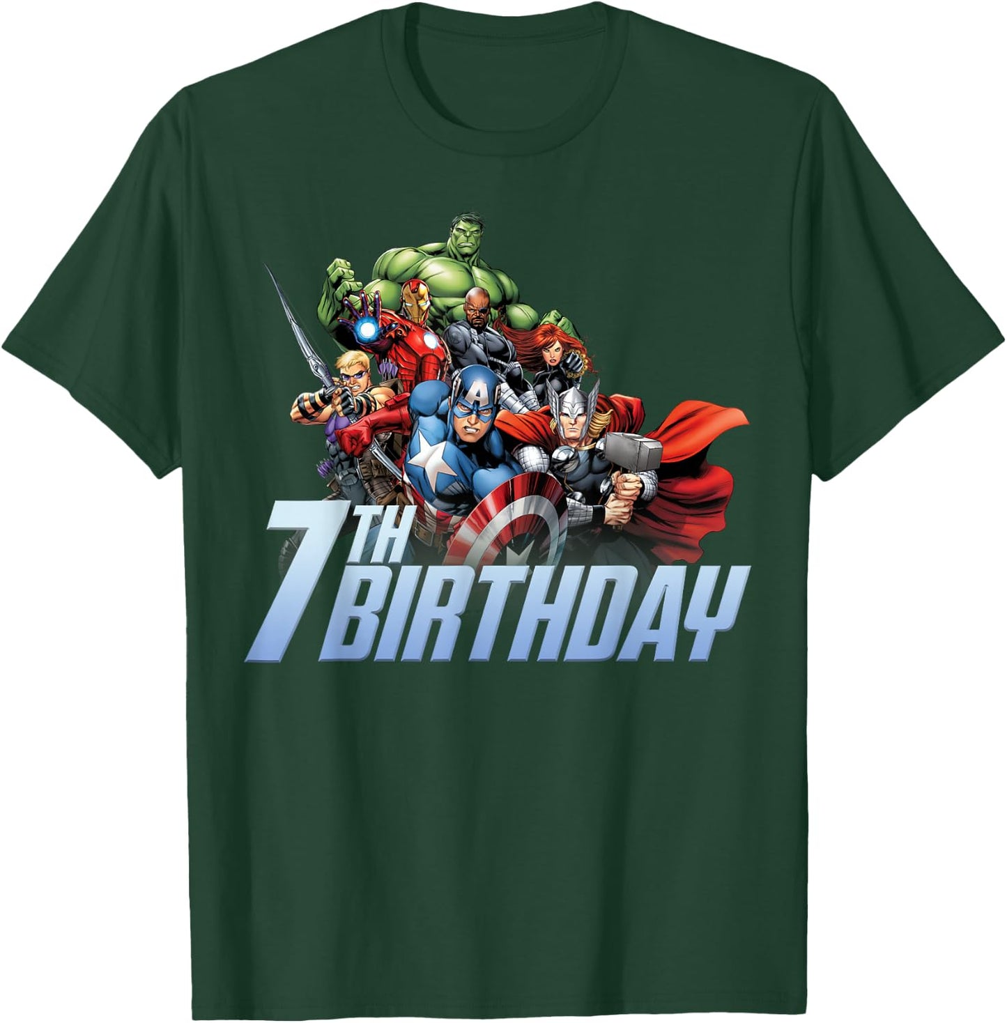 Marvel Avengers Action Shot 7th Birthday T-Shirt - T-Shirt | Forest