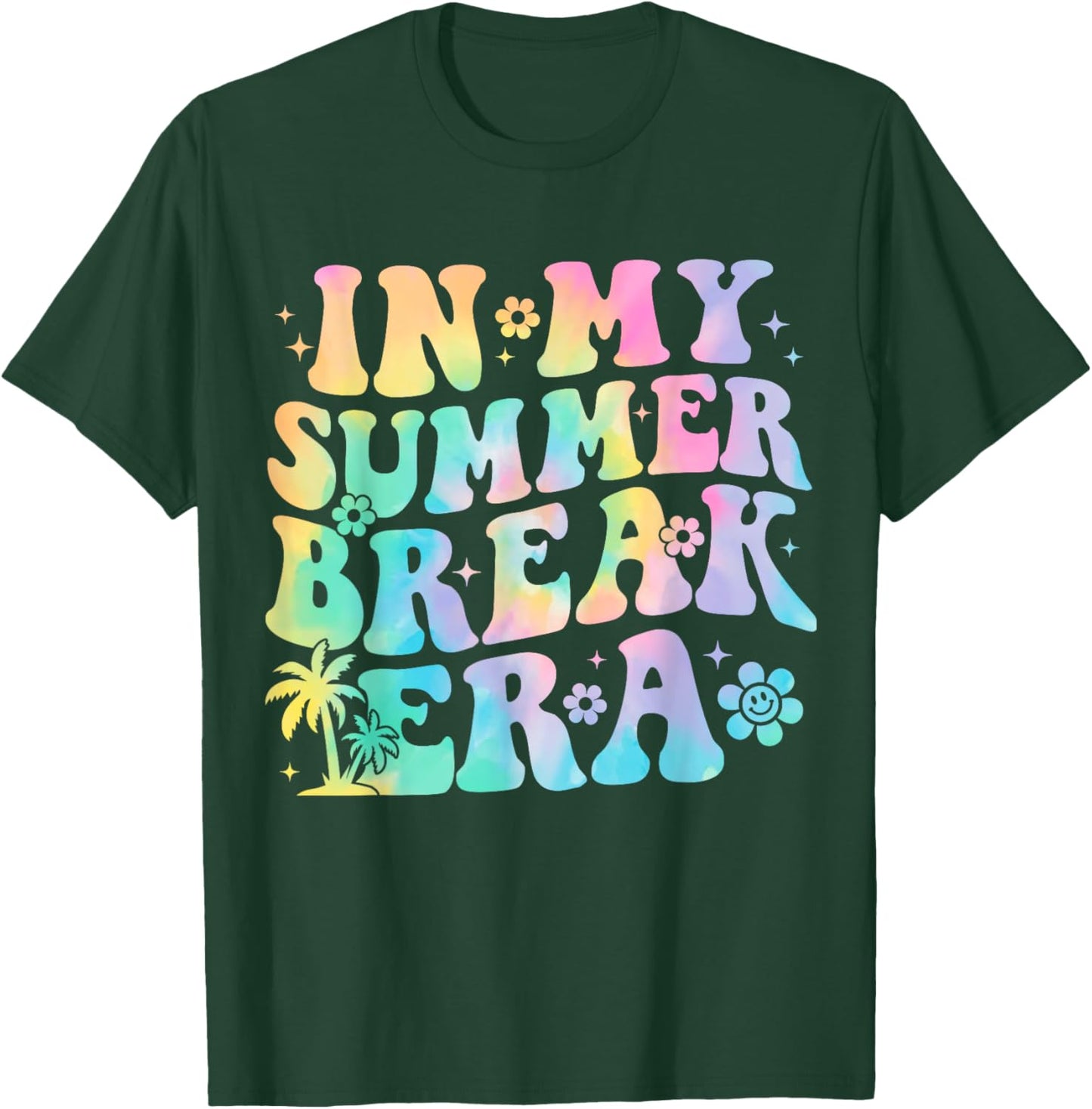 In My Summer Break Era Teacher Summer Break Vacation Groovy T-Shirt - T-Shirt | Forest