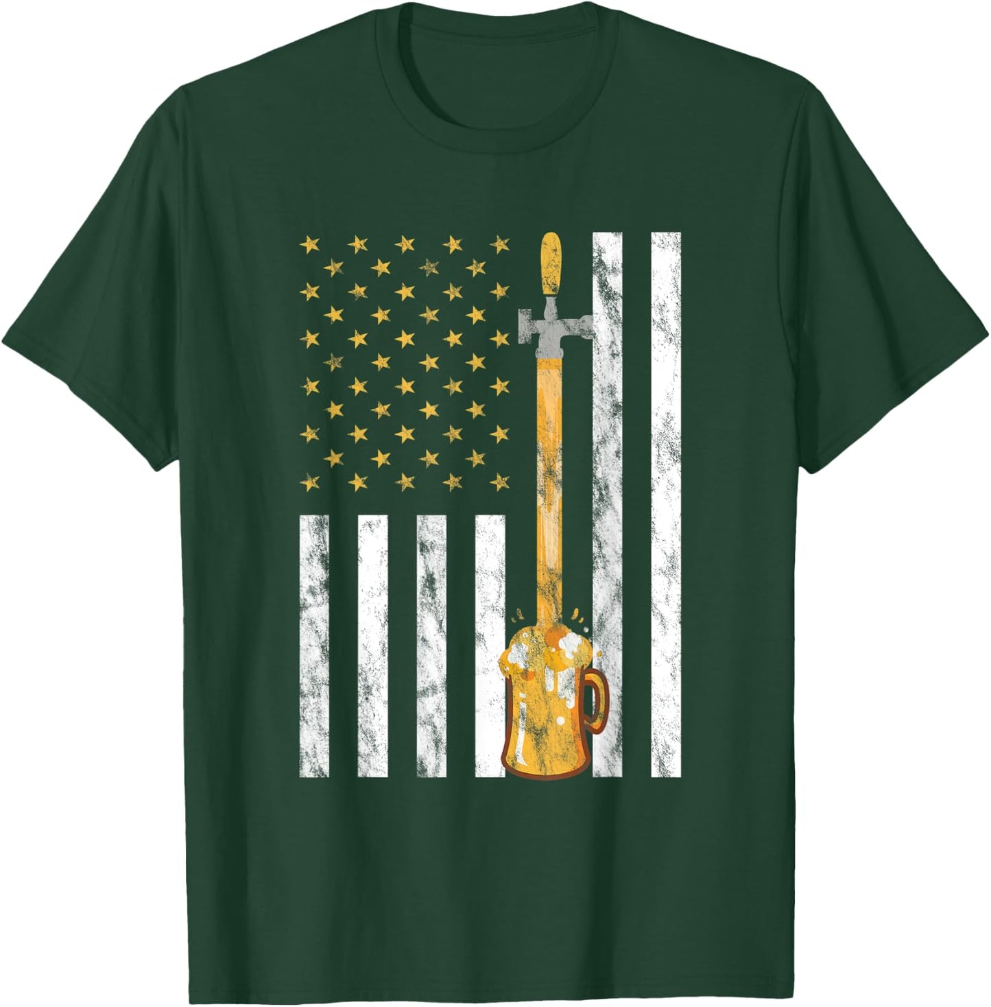 Craft Beer American Flag - USA 4th July Brewery Men T-Shirt - T-Shirt | Forest