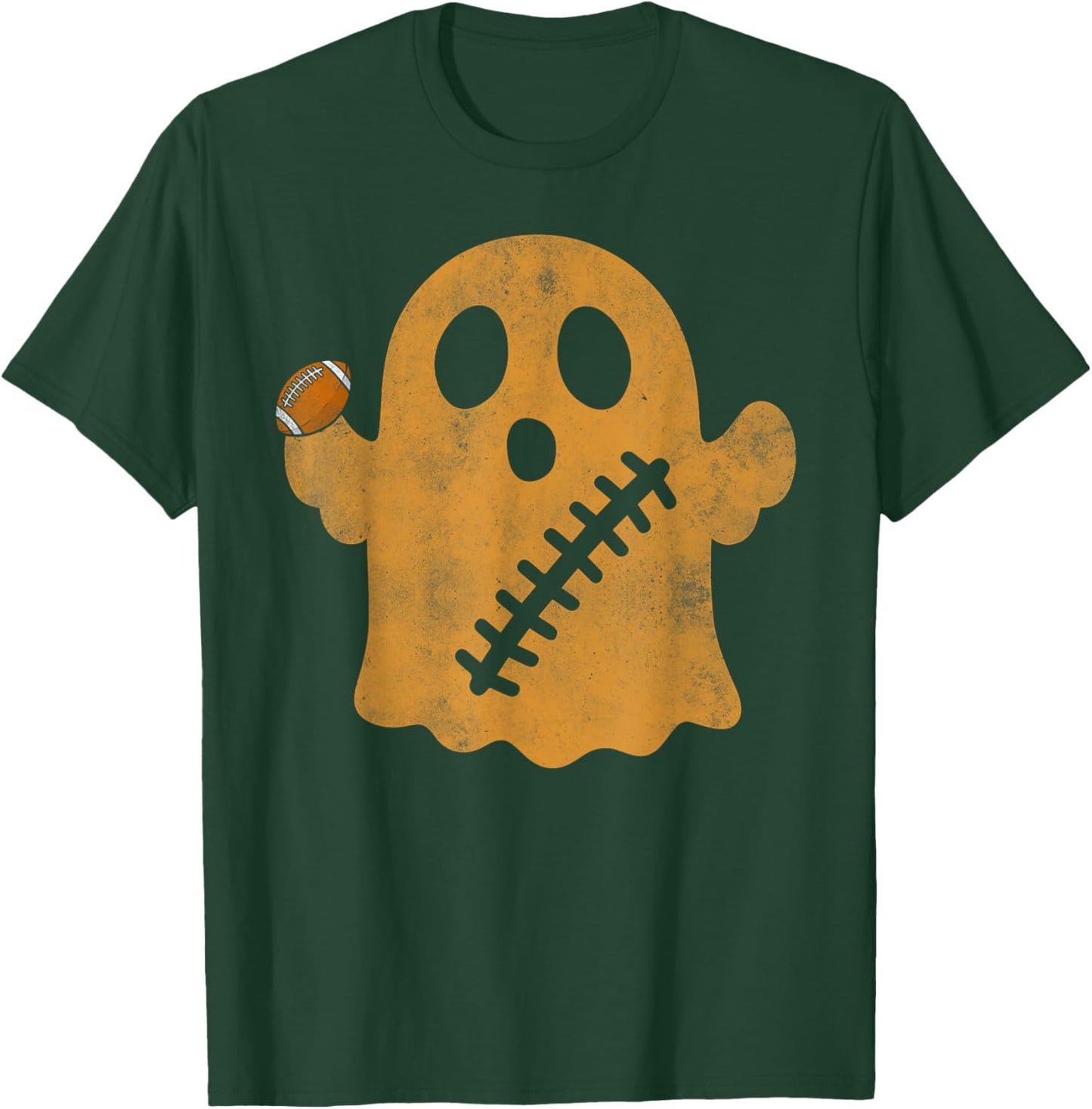 Football Cute Ghost Football Lover Halloween Football Player T-Shirt - T-Shirt | Forest