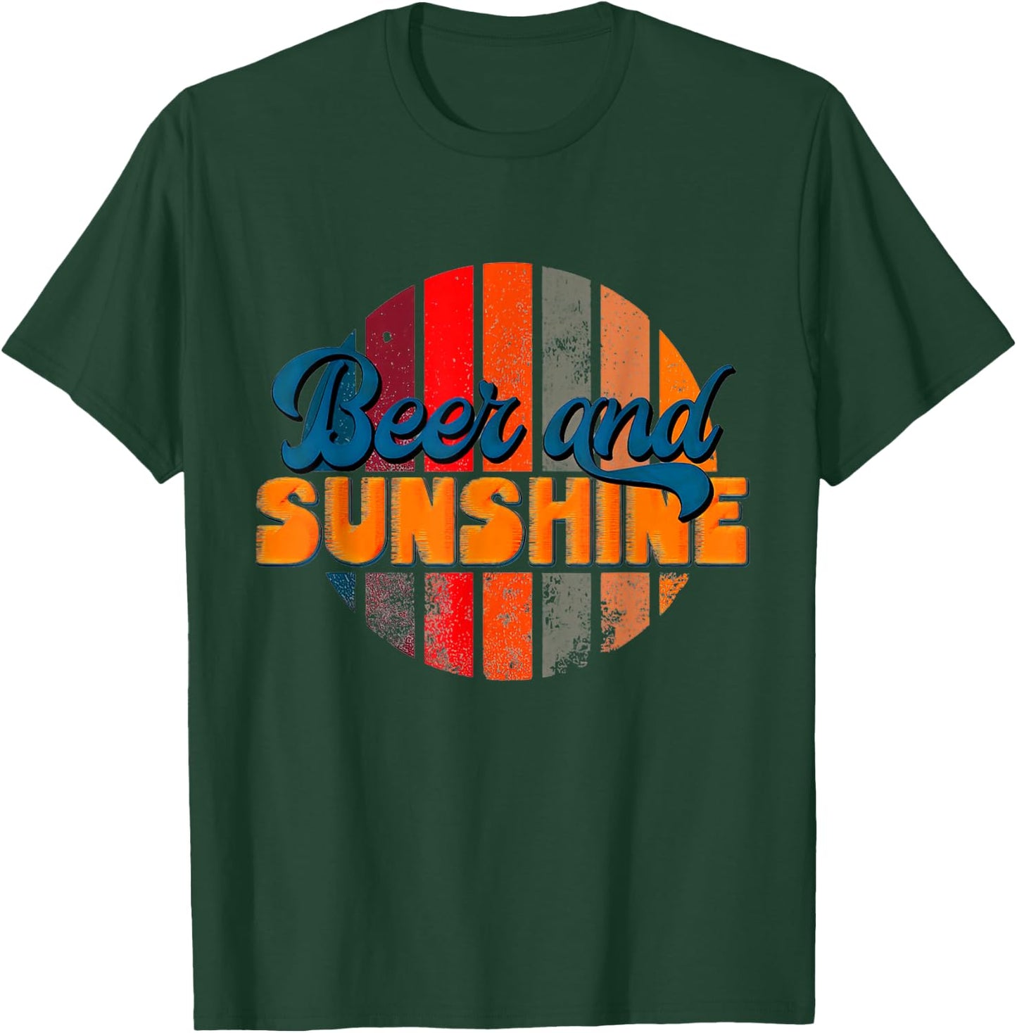 Funny Summer Vacation Beers and Sunshine Retro Beach T-Shirt - T-Shirt | Forest