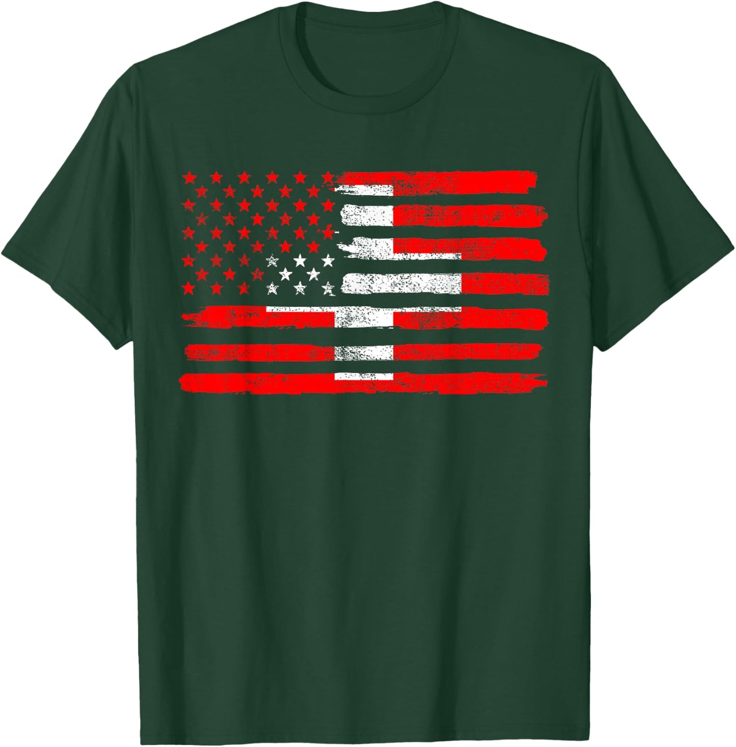 USA Switzerland Flag American Switzerland T-Shirt - T-Shirt | Forest
