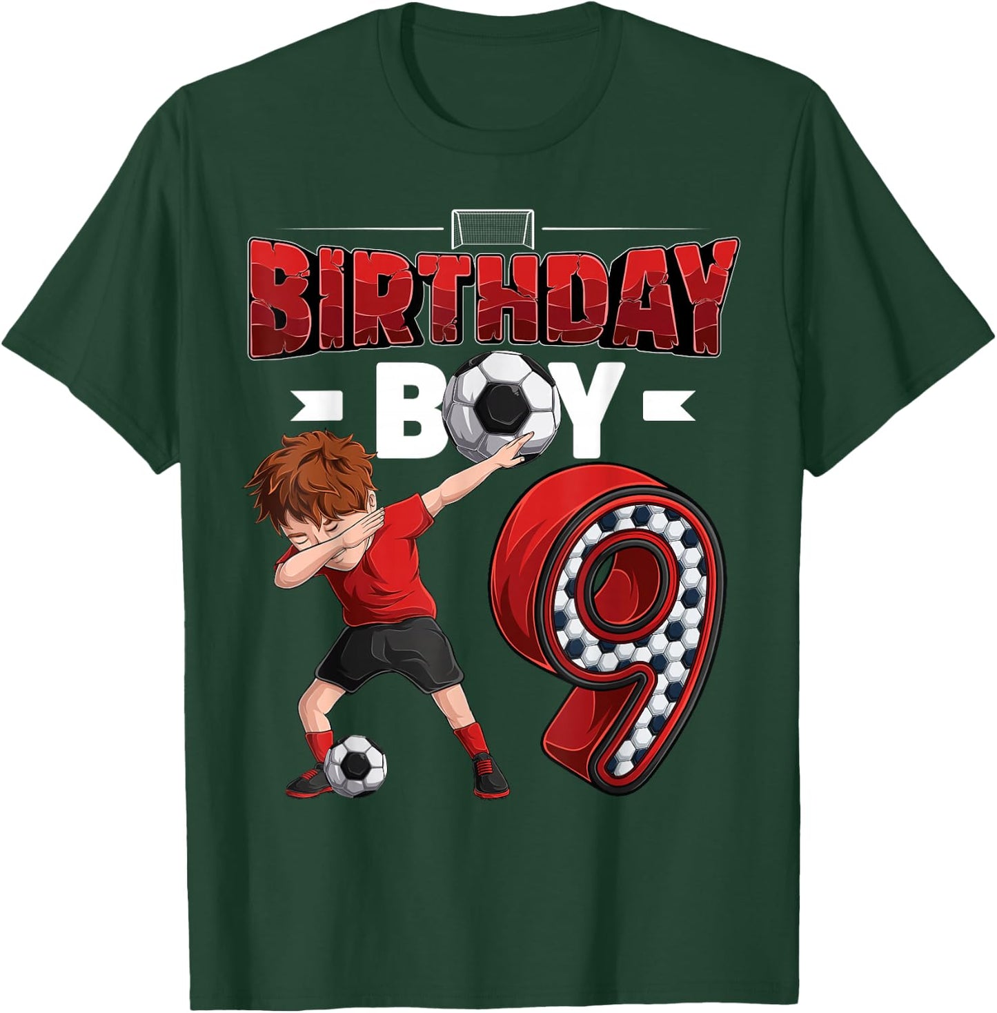 Dabbing boy 9 Year Old Soccer Player 9th Birthday Party T-Shirt - T-Shirt | Forest