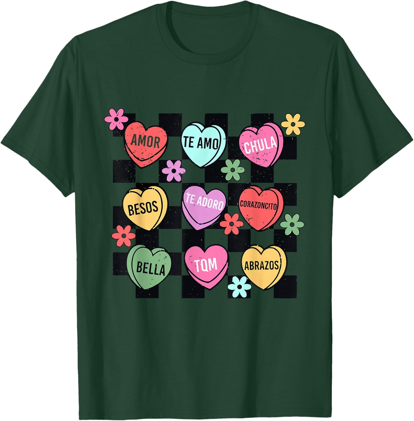 Spanish Valentine Conversation Hearts Feliz San Valentín T-Shirt - T-Shirt | Forest
