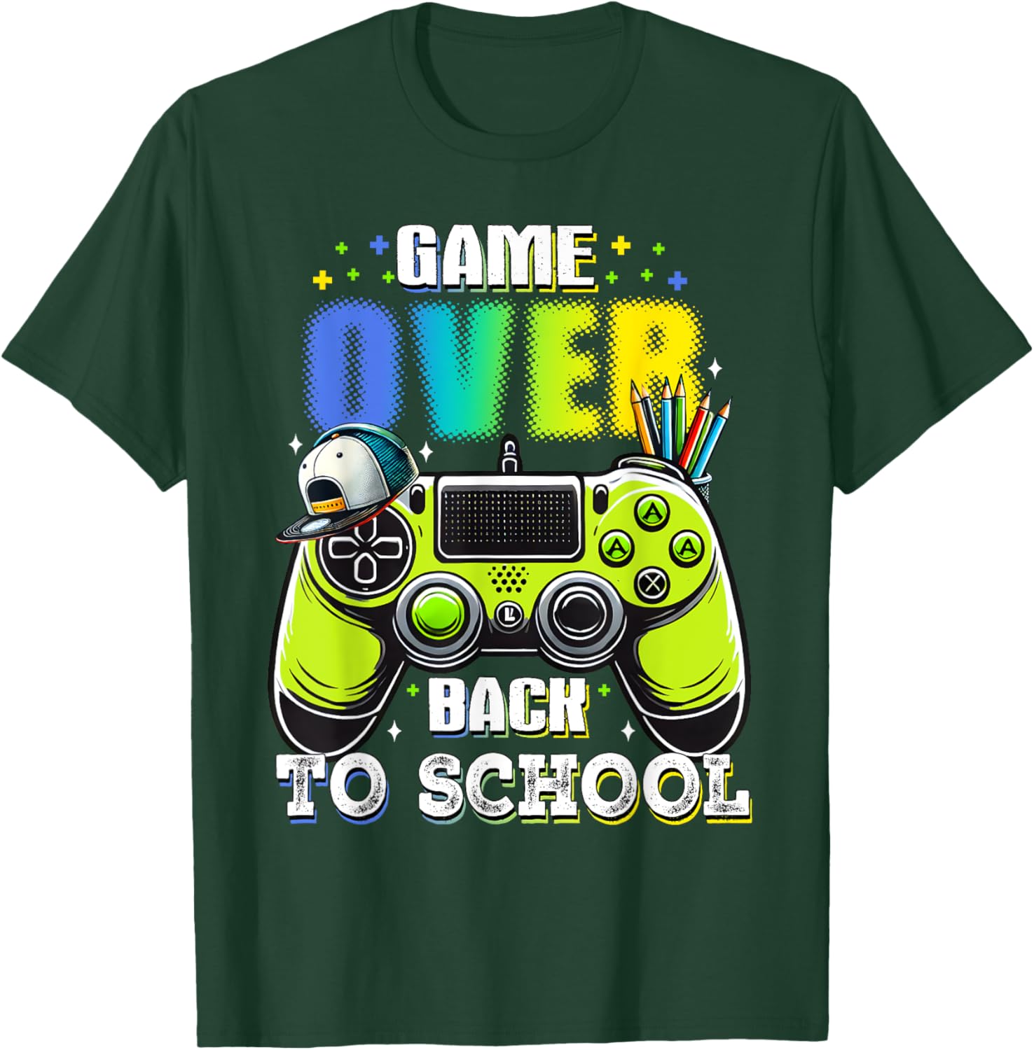 Back To School For Boy Kids Game Over Back To School Funny T-Shirt - T-Shirt | Forest