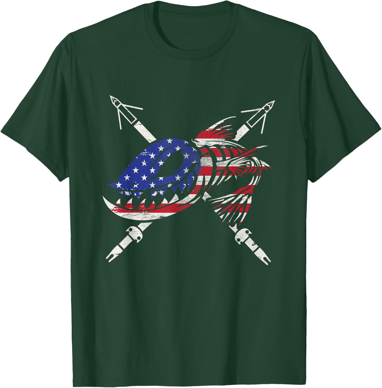 Bowfishing freedom flag USA vintage Great Gift T-Shirt - T-Shirt | Forest