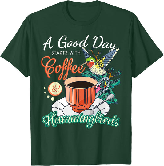 Hummingbirds Coffee Lover Nectar Feeder Animal Birds Gift T-Shirt - T-Shirt | Forest