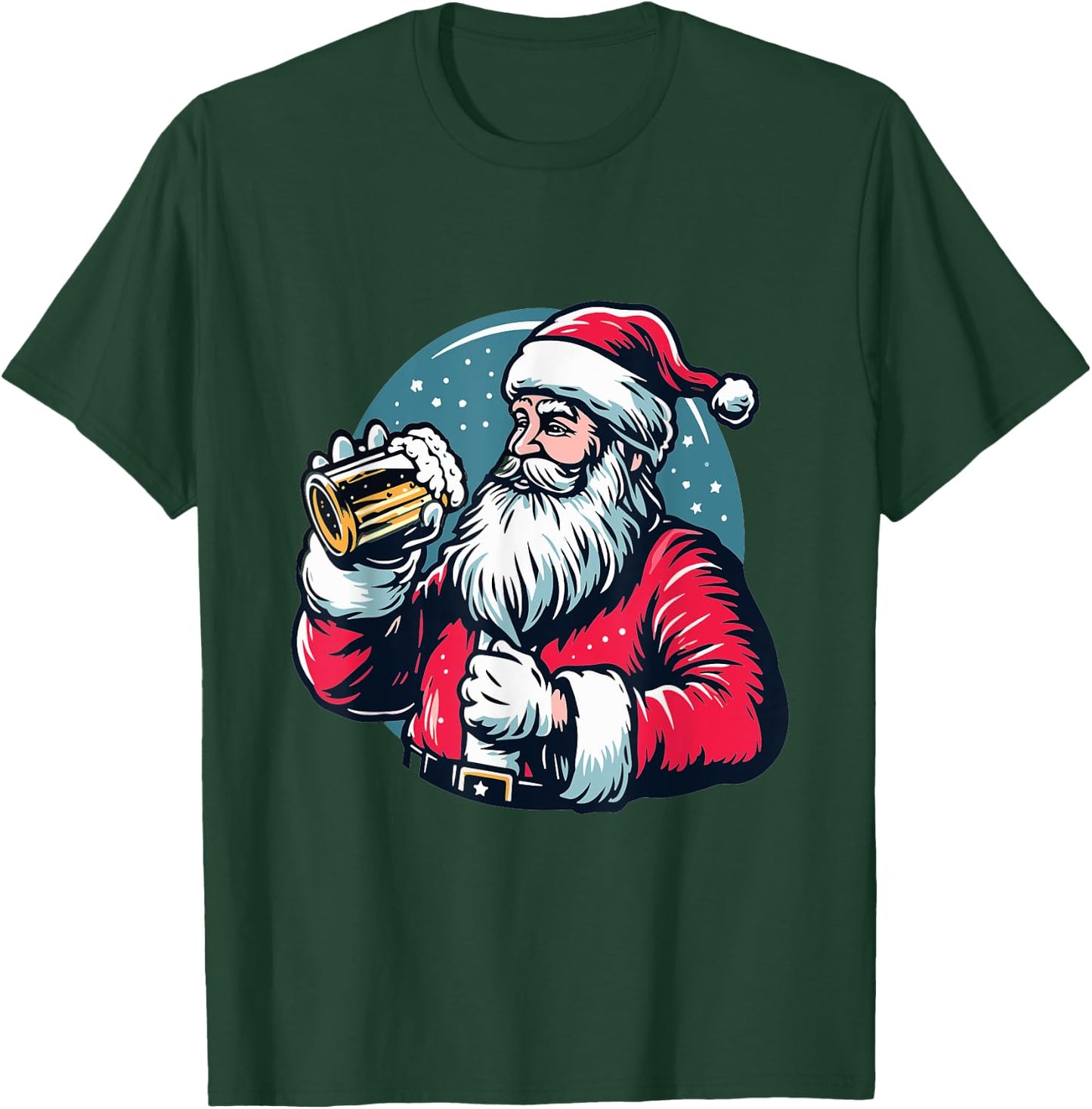 Funny Christmas Santa Claus Drinking Beer Men Women Xmas T-Shirt - T-Shirt | Forest