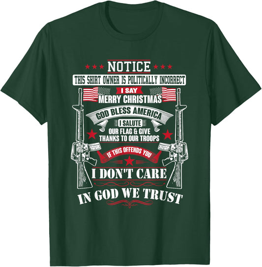 American Conservative God Bless America Country T-Shirt - T-Shirt | Forest