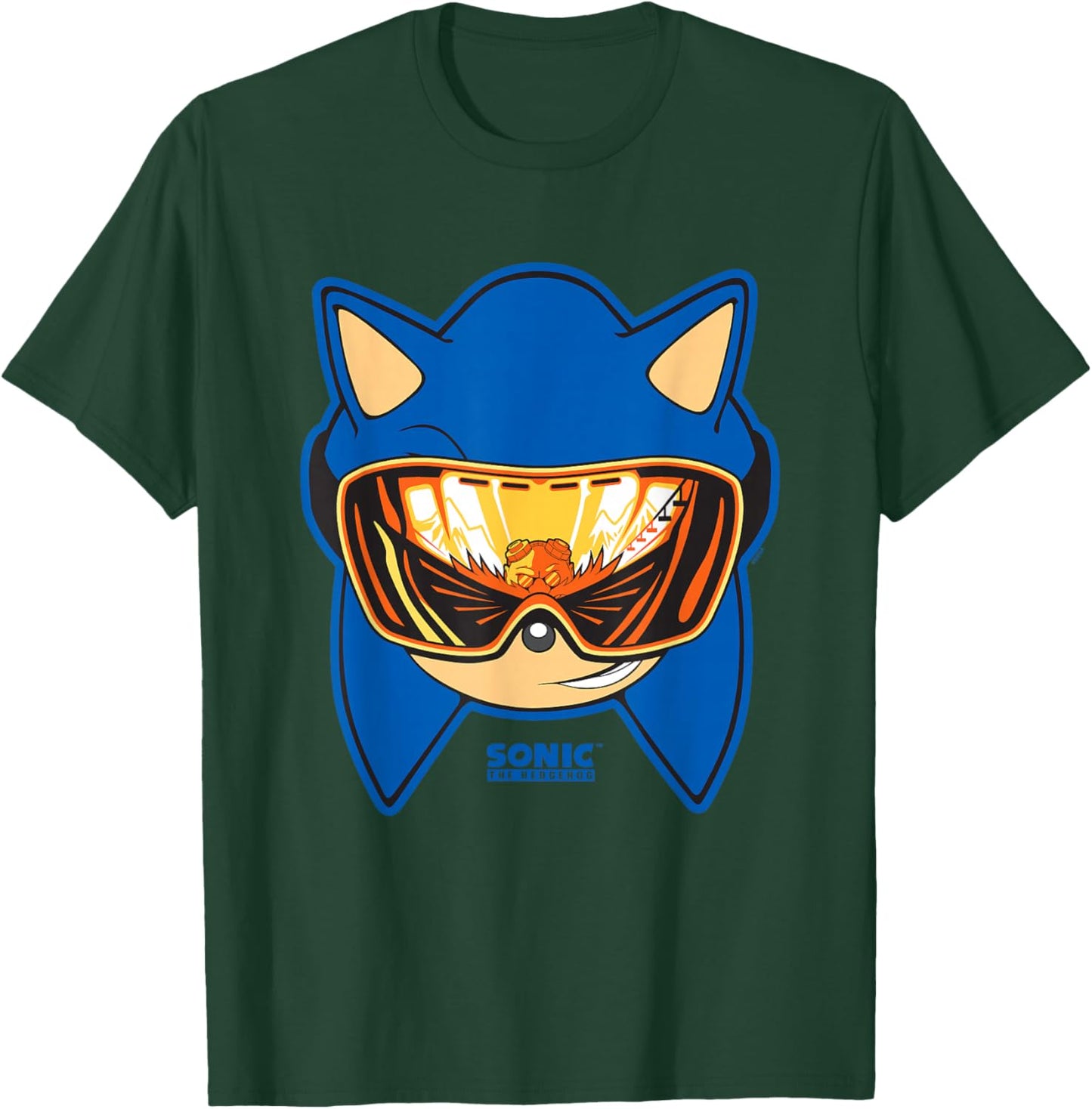 Sonic The Hedgehog Snowboarding Visor Cool Face Shot T-Shirt - T-Shirt | Forest