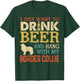 Border Collie Dad Drink Beer Hang With Dog Funny Men Vintage T-Shirt - T-Shirt | Forest