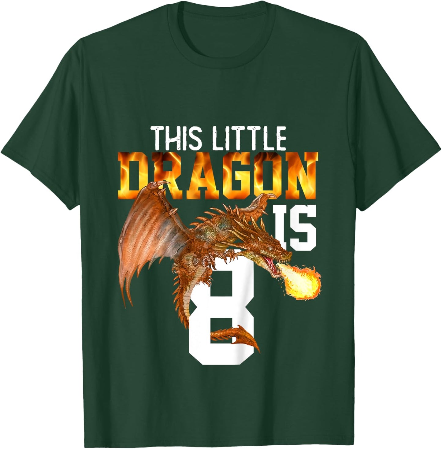 Turning 8 Year Old Birthday Gift Boy Dragon 8th Bday Girl T-Shirt - T-Shirt | Forest