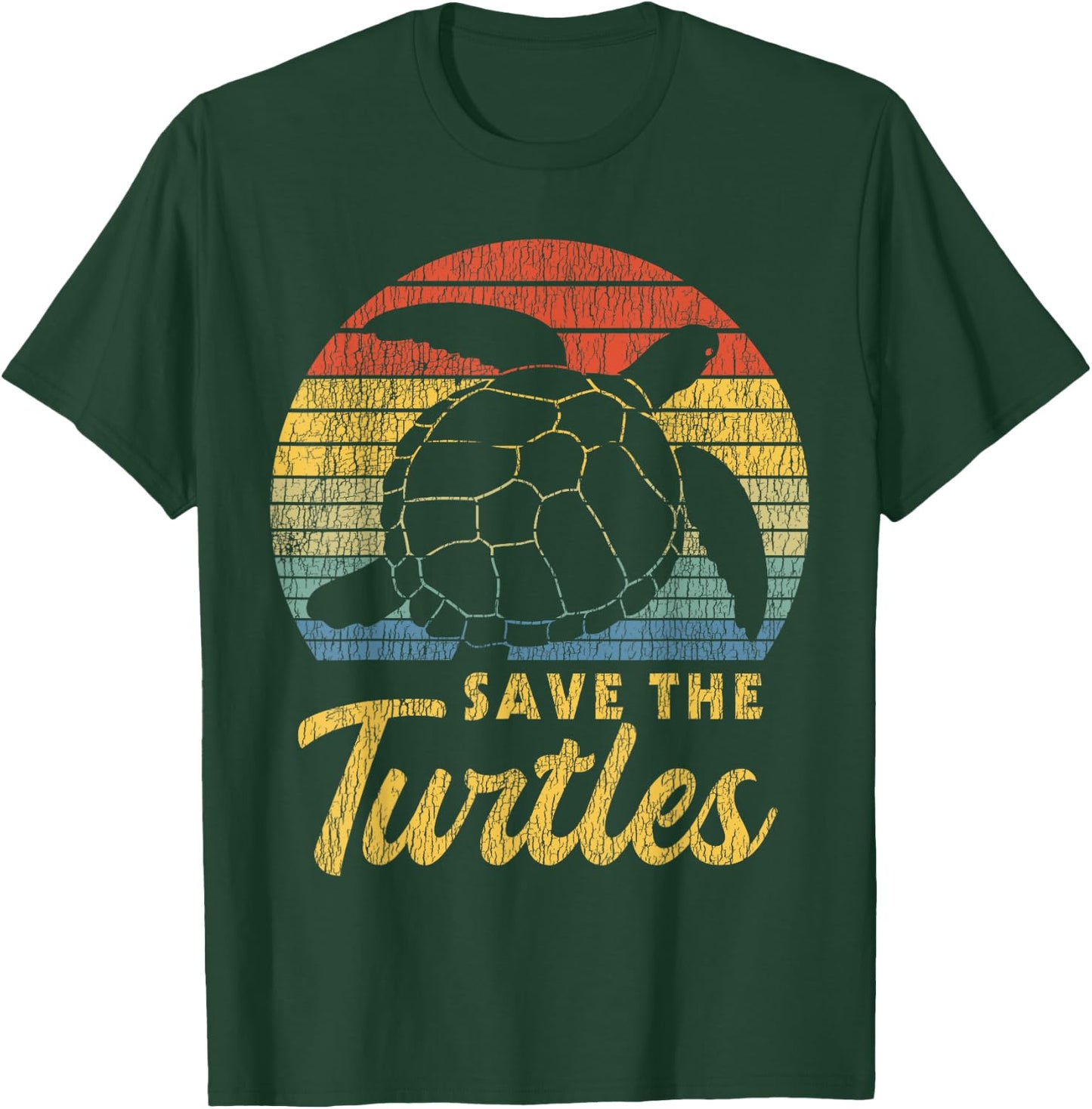 Retro Vintage Save The Turtles Skip The Straw Sea Animal T-Shirt - T-Shirt | Forest