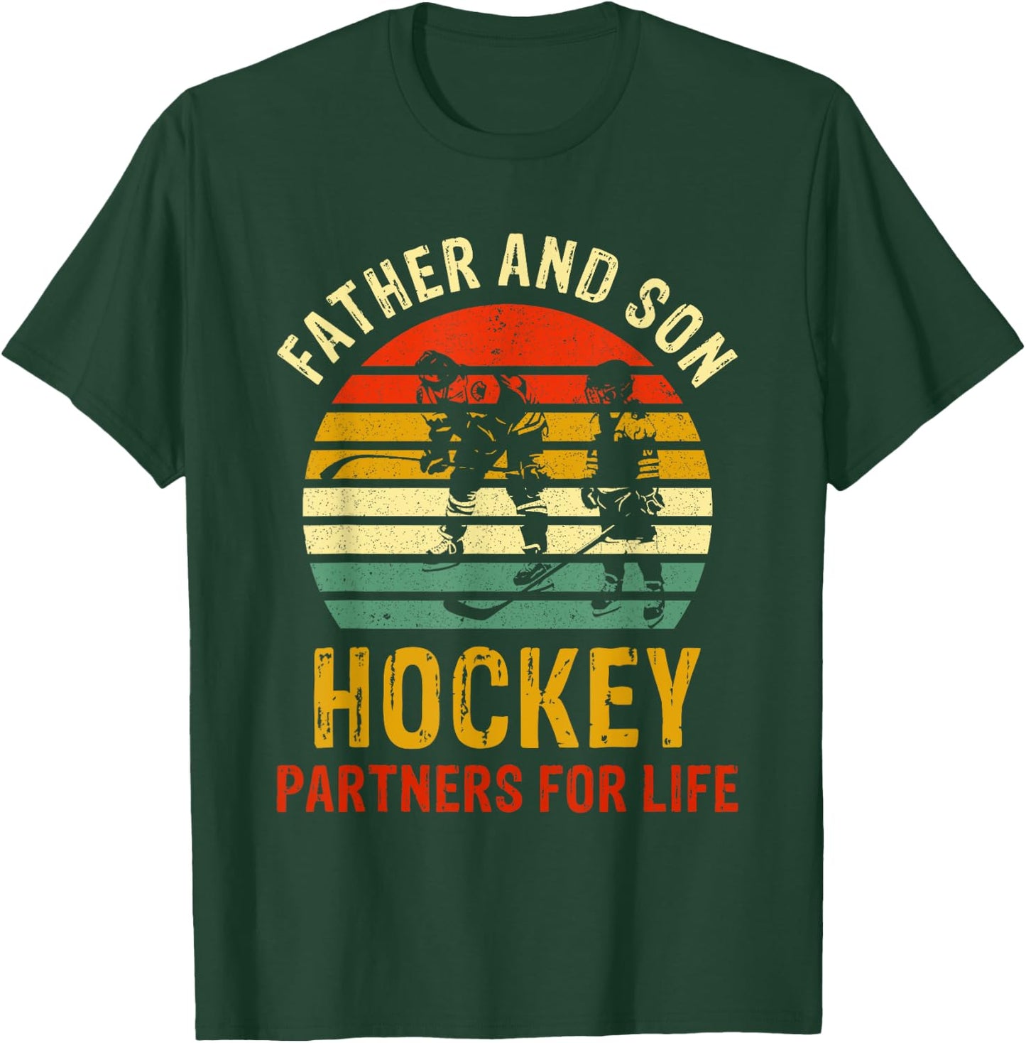Vintage Dad And Son Hockey Partners For Life Fathers Day T-Shirt - T-Shirt | Forest