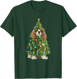 Cavalier Christmas Tree Lights Funny Cavalier Dog Xmas T-Shirt - T-Shirt | Forest