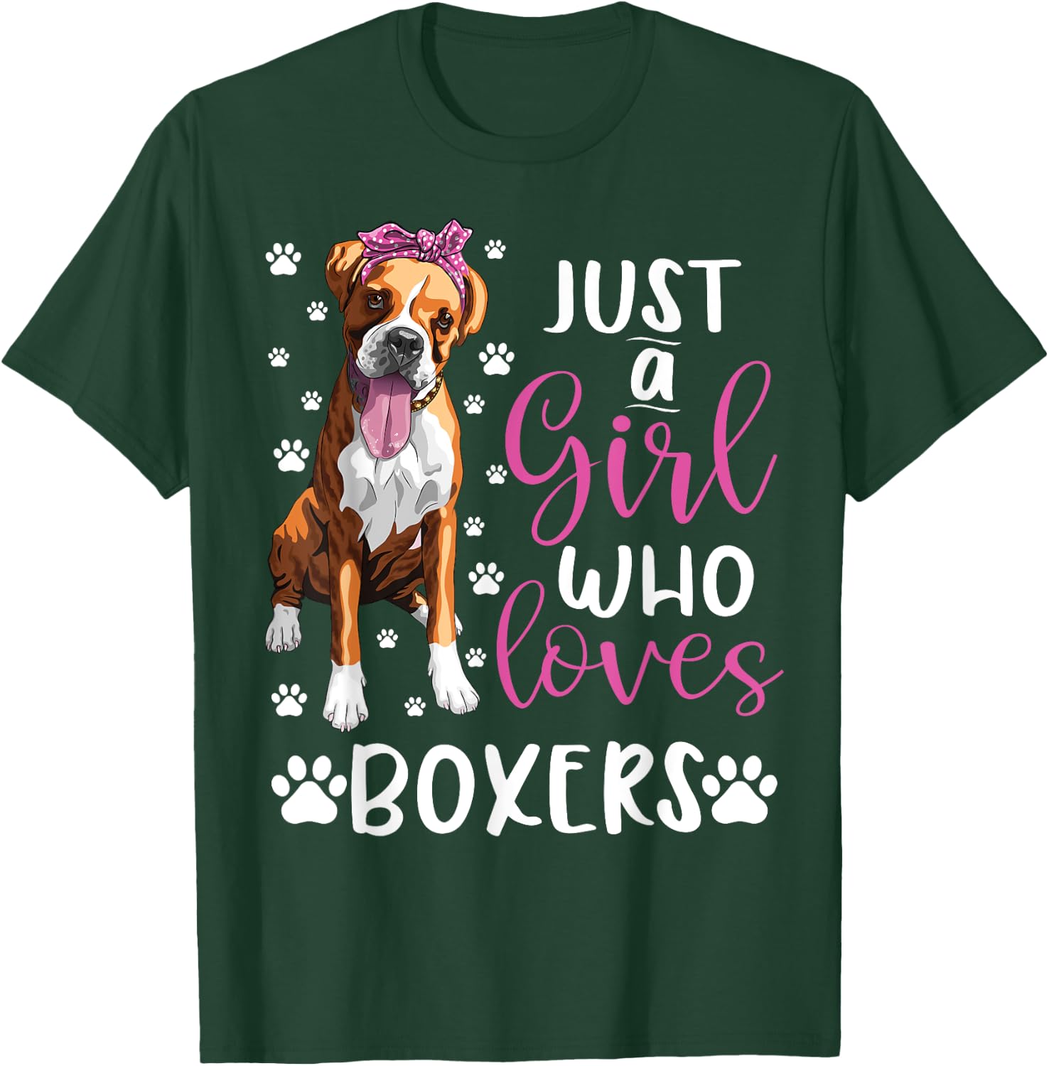 Boxer Just A Girl Who Loves Boxers Dogs Lover girls Gift T-Shirt - T-Shirt | Forest