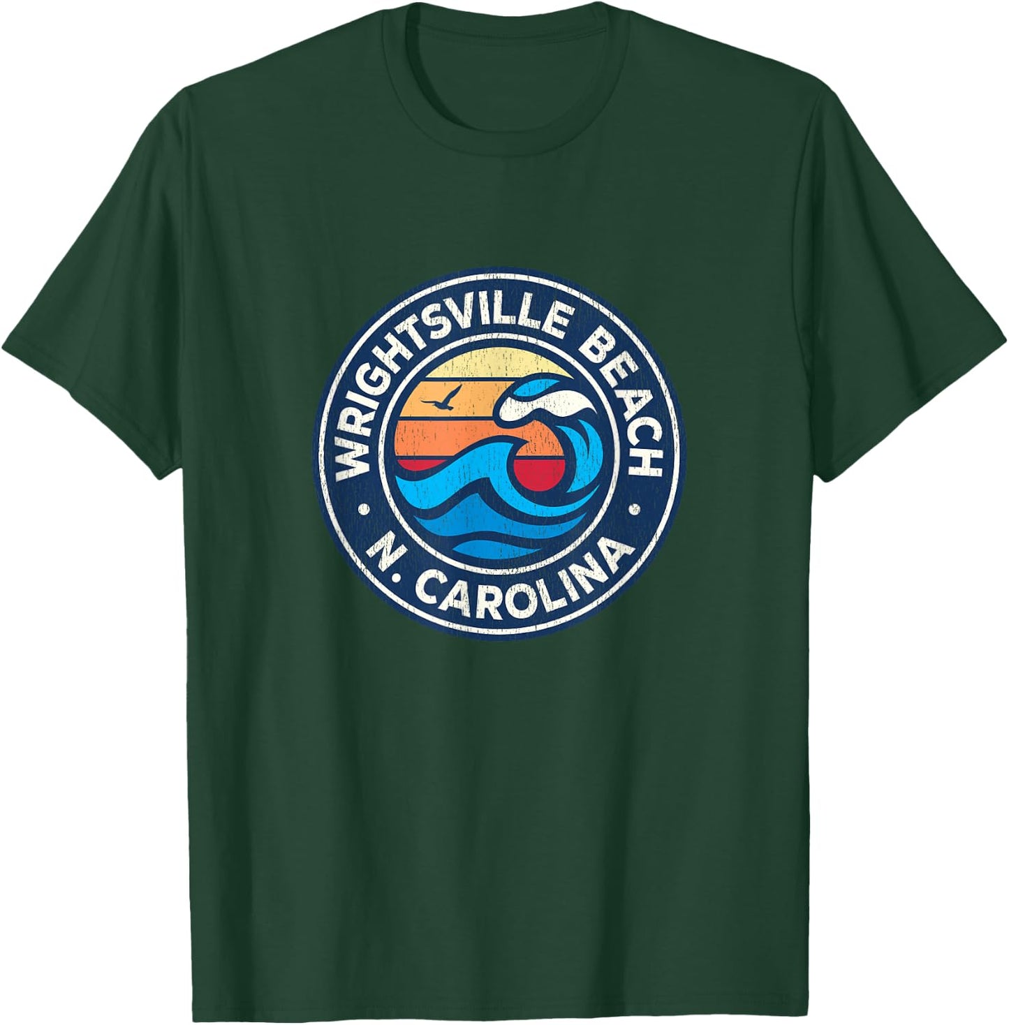 Wrightsville Beach North Carolina NC Vintage Nautical Waves T-Shirt - T-Shirt | Forest