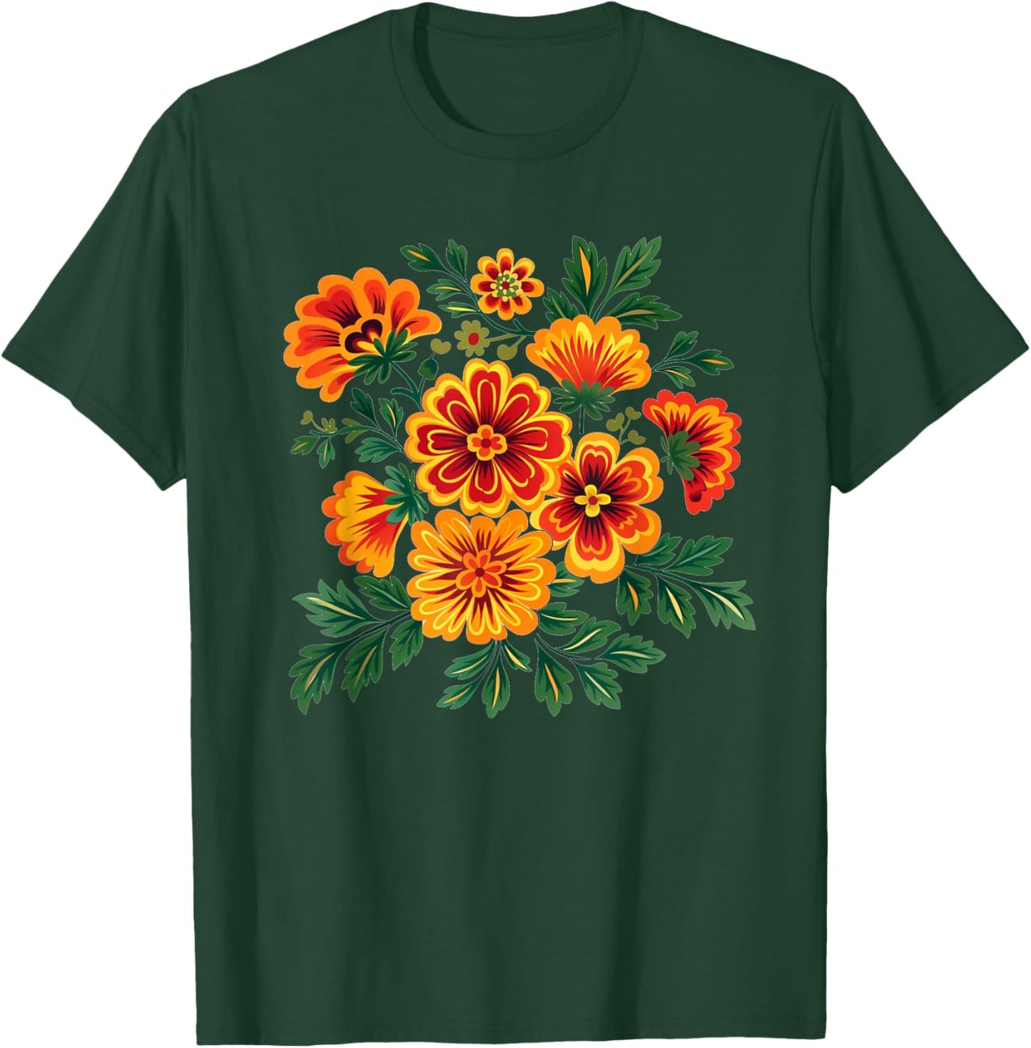 Nice Mexican Cempasuchil Flower for orange Plants Lovers T-Shirt - T-Shirt | Forest