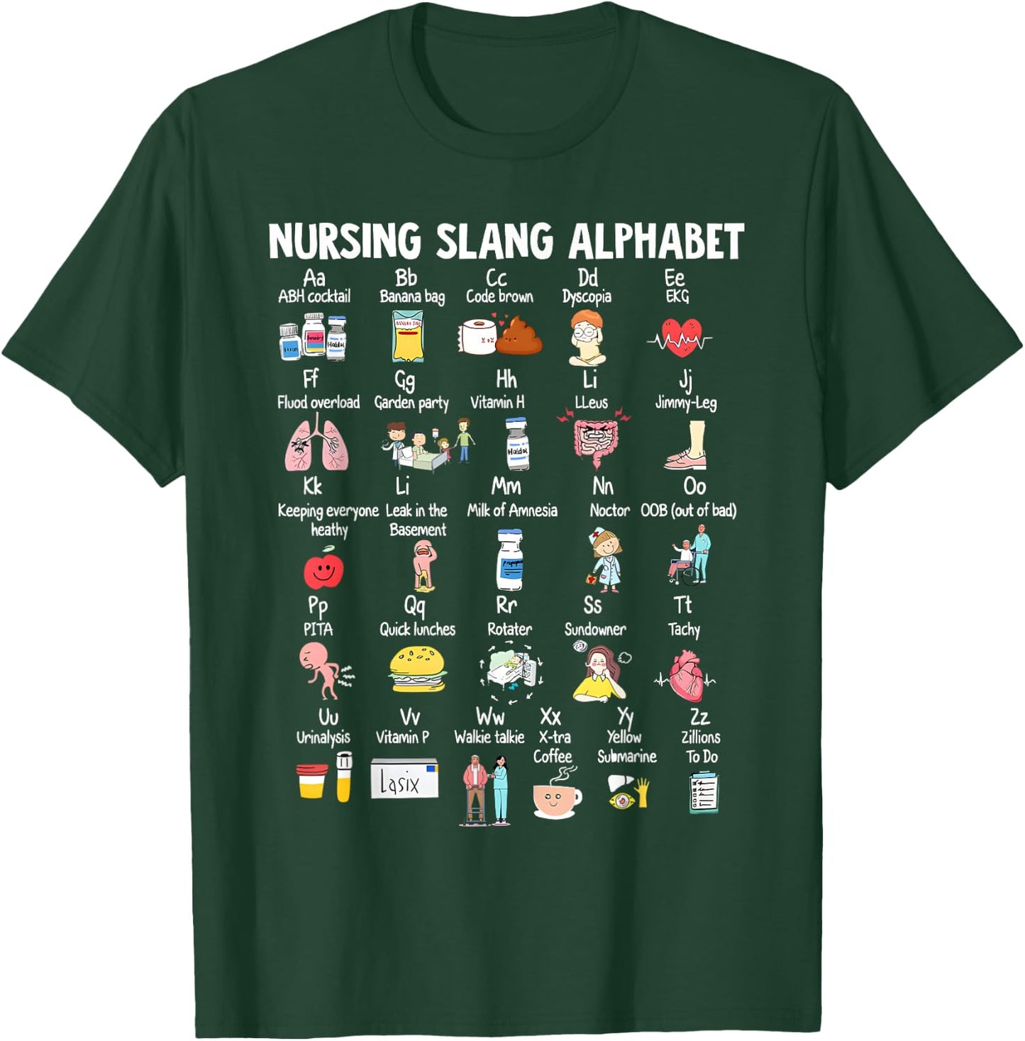 Nurse Funny Nurse Alphabet T Nurse ABCs Registered Nurse Ab T-Shirt - T-Shirt | Forest