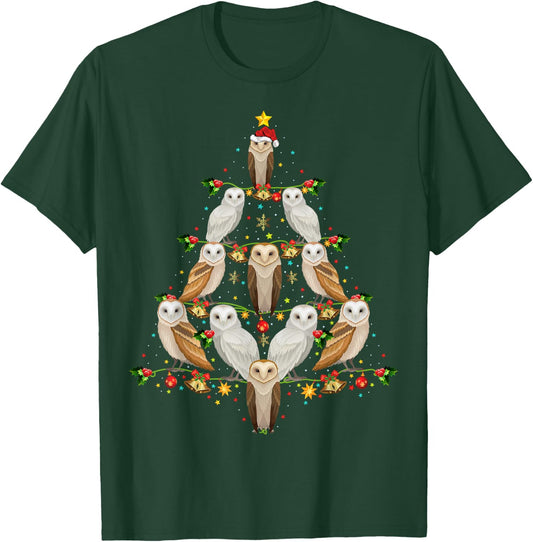 Barn Owl Bird Christmas Tree Gift Funny Christmas Barn Owl T-Shirt - T-Shirt | Forest