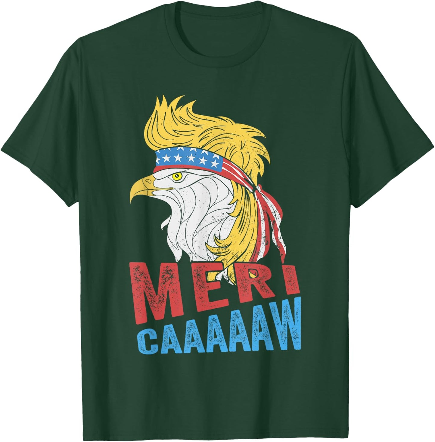 meri-caaaaaw - Eagle Mullet 4th Of July USA American Flag T-Shirt - T-Shirt | Forest