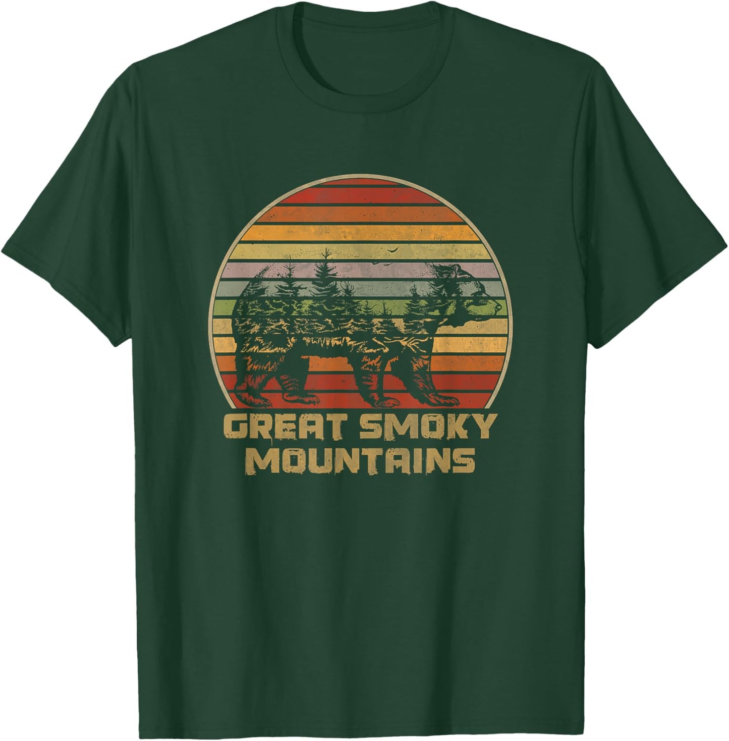 Great Smoky Mountains Vintage Grizzly Bear Nature Retro T-Shirt - T-Shirt | Forest