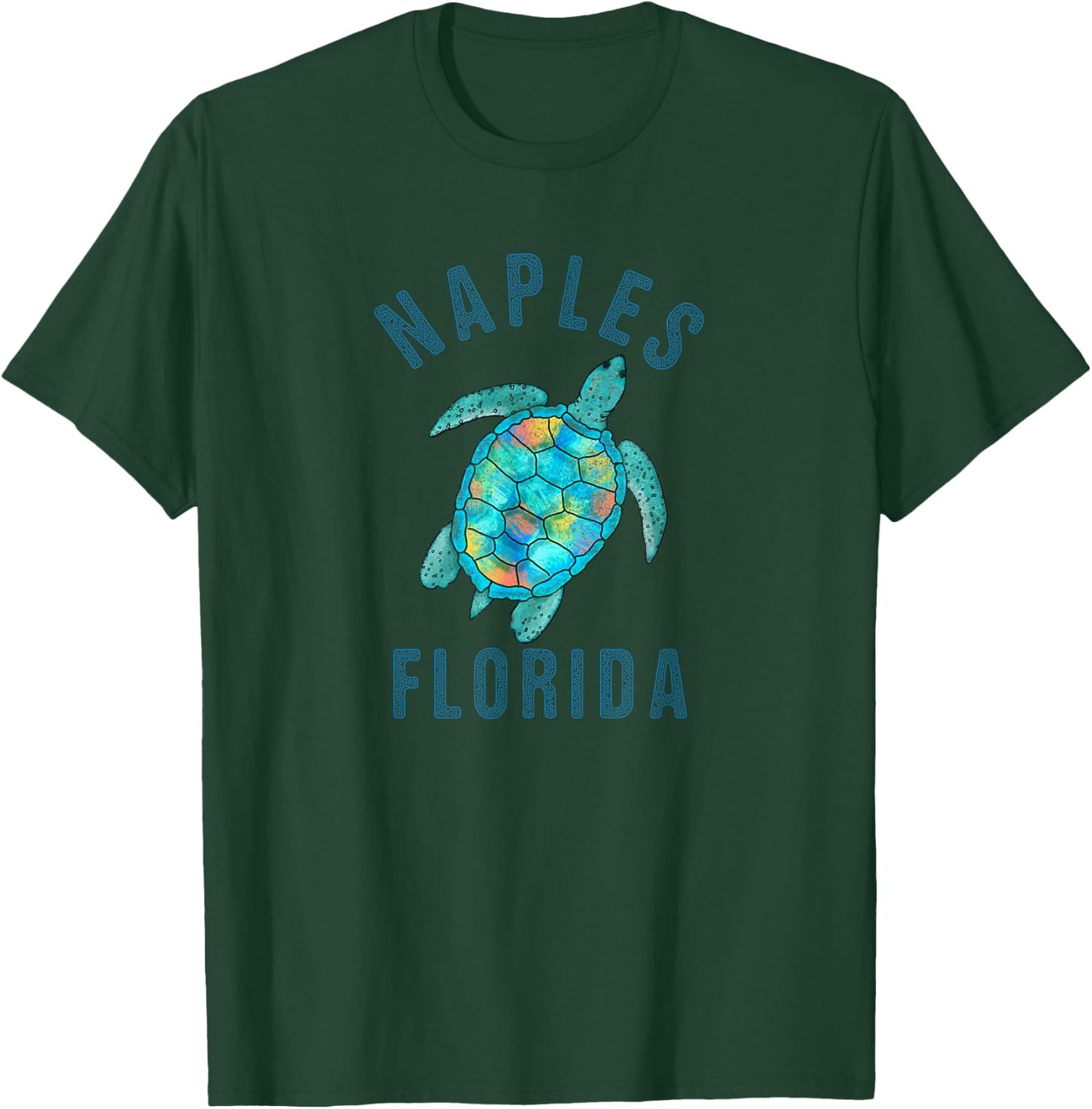 Naples, FL Beach Design / Sea Turtle Illustration Gift T-Shirt - T-Shirt | Forest