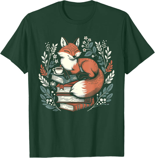 Cute Cottagecore Floral Fox Aesthetic Girls Women Graphic T-Shirt - T-Shirt | Forest