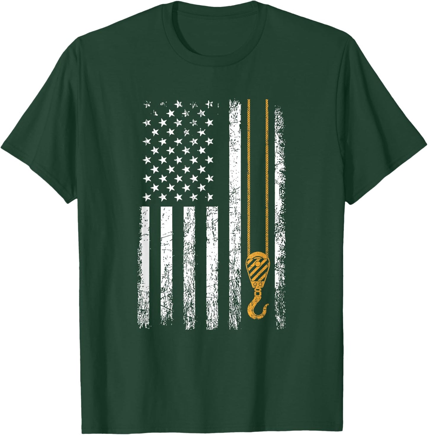 Crane Operator American Flag, Crane Operator T-Shirt - T-Shirt | Forest