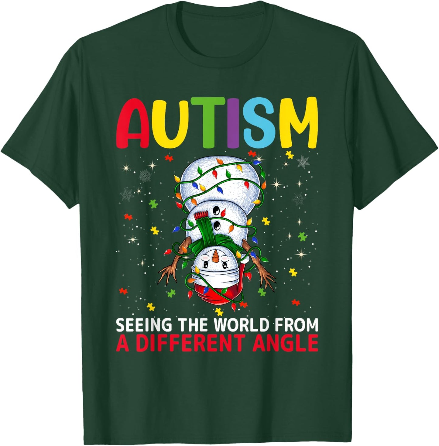 Autism Awareness Snowman Christmas Autistic Xmas Day Pajama T-Shirt - T-Shirt | Forest