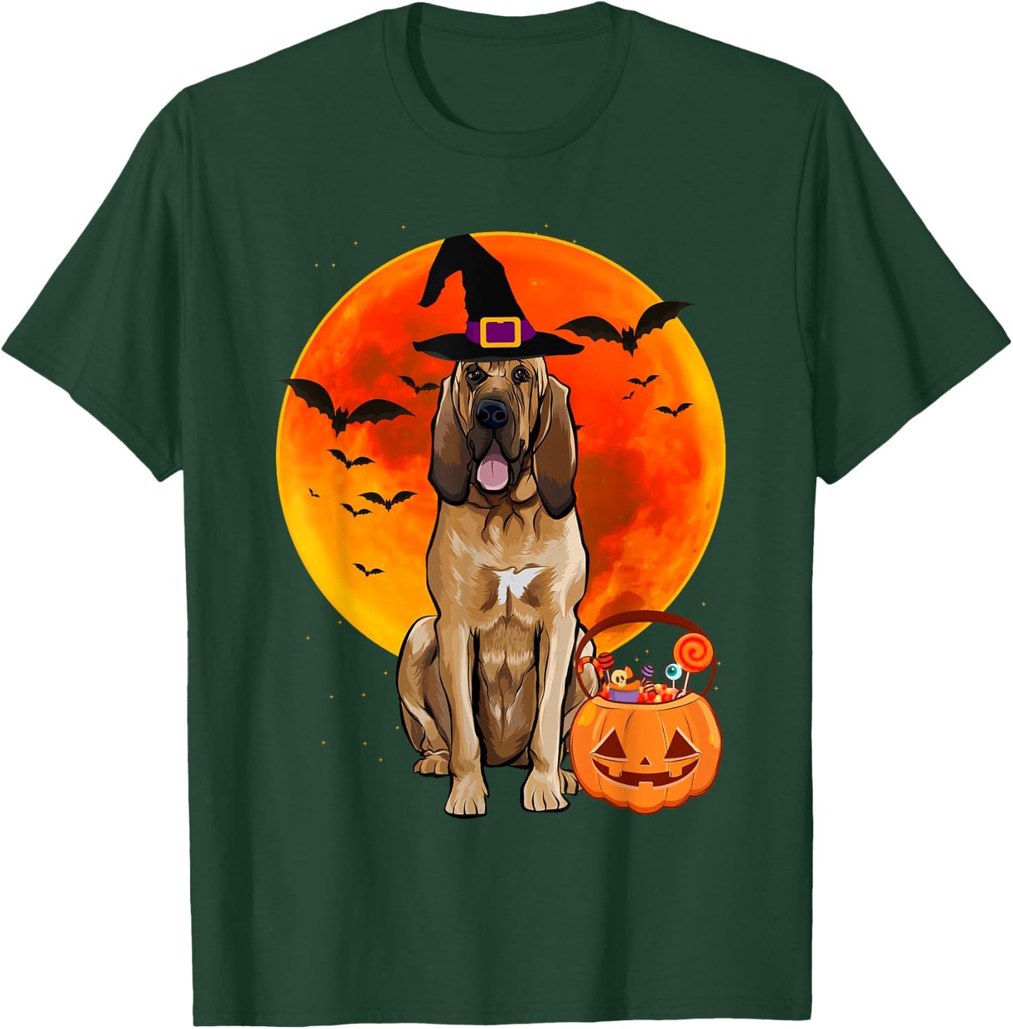 Dog Halloween Bloodhound Jack O Lantern Pumpkin Women T-Shirt - T-Shirt | Forest
