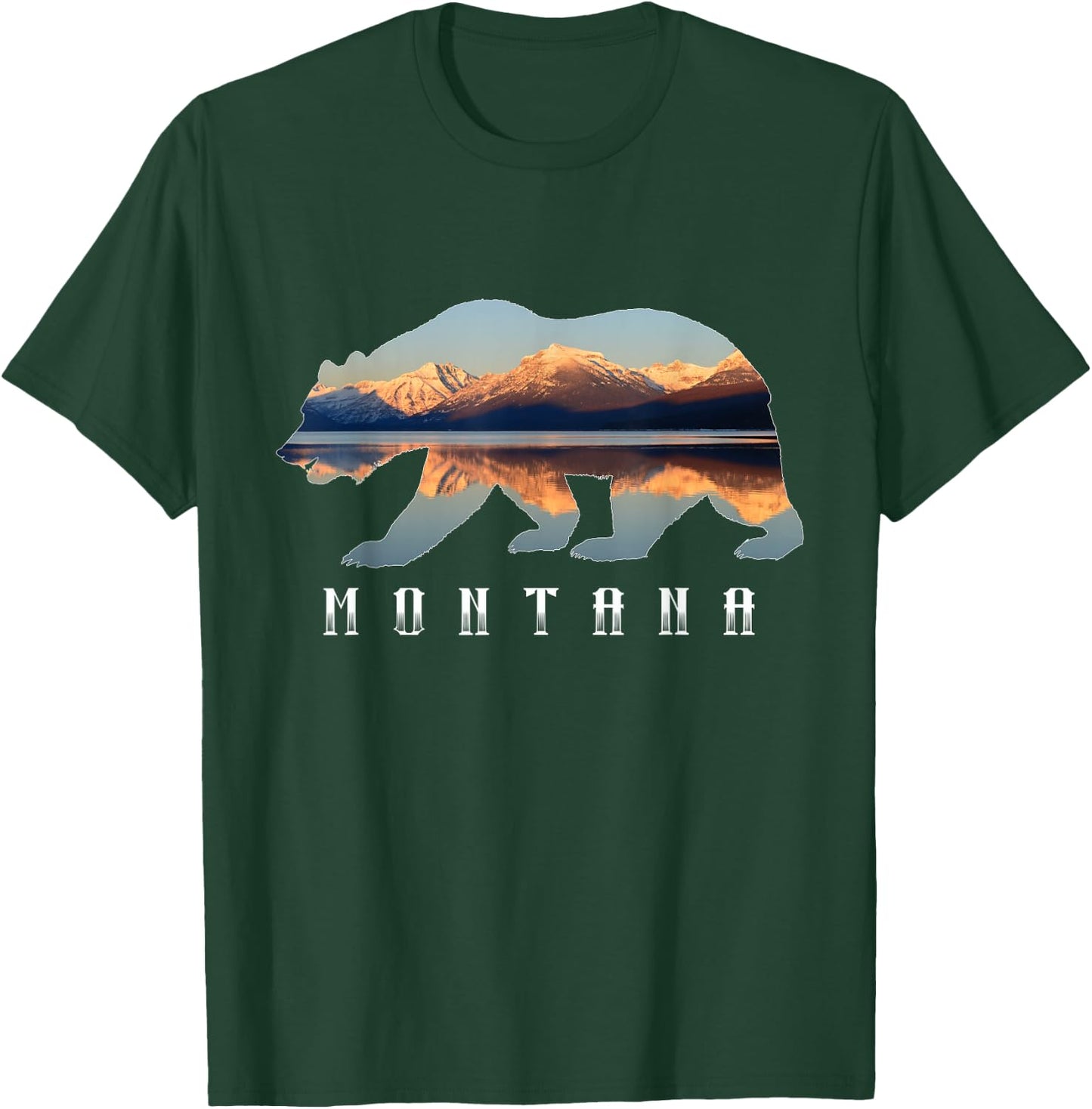 Montana Bear with Glacier National Park Lake Image Souvenir T-Shirt - T-Shirt | Forest