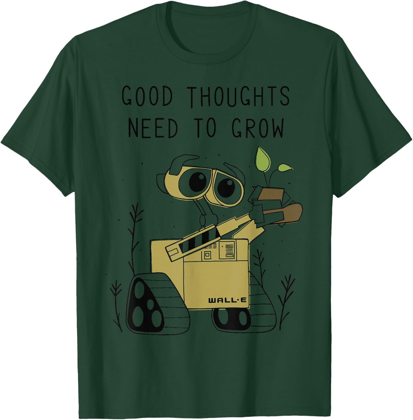 Disney Pixar Wall-E Good Thoughts Need to Grow Line Art T-Shirt - T-Shirt | Forest