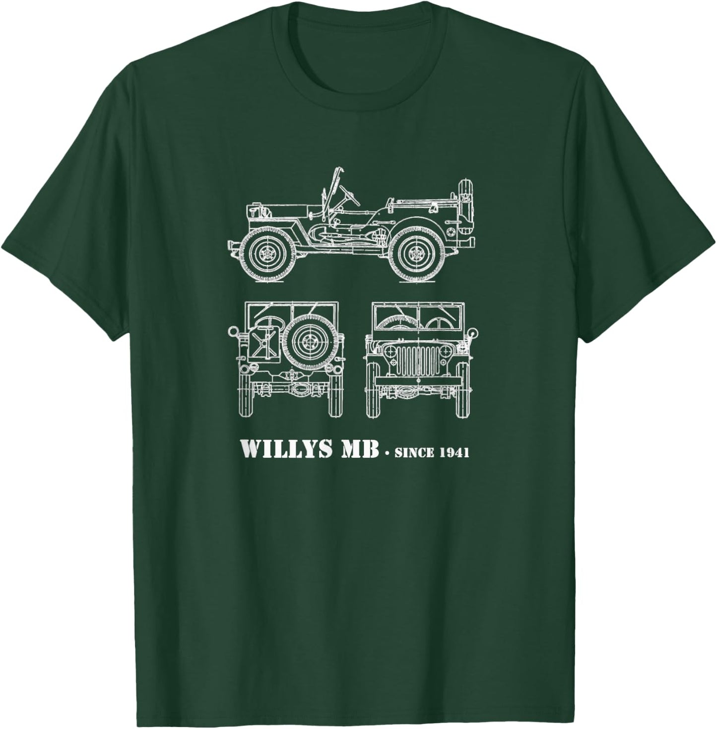 1941 Willy's MB WWII Army T-Shirt - T-Shirt | Forest