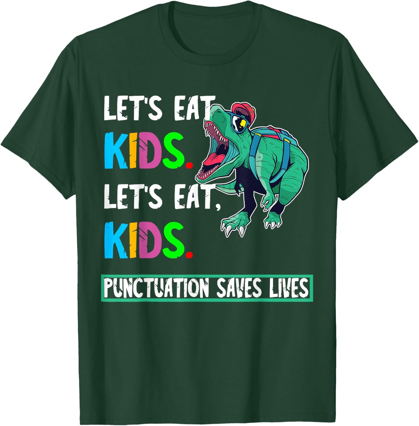 Grammar Dinosaur English Lessons Funny Student T-Shirt - T-Shirt | Forest