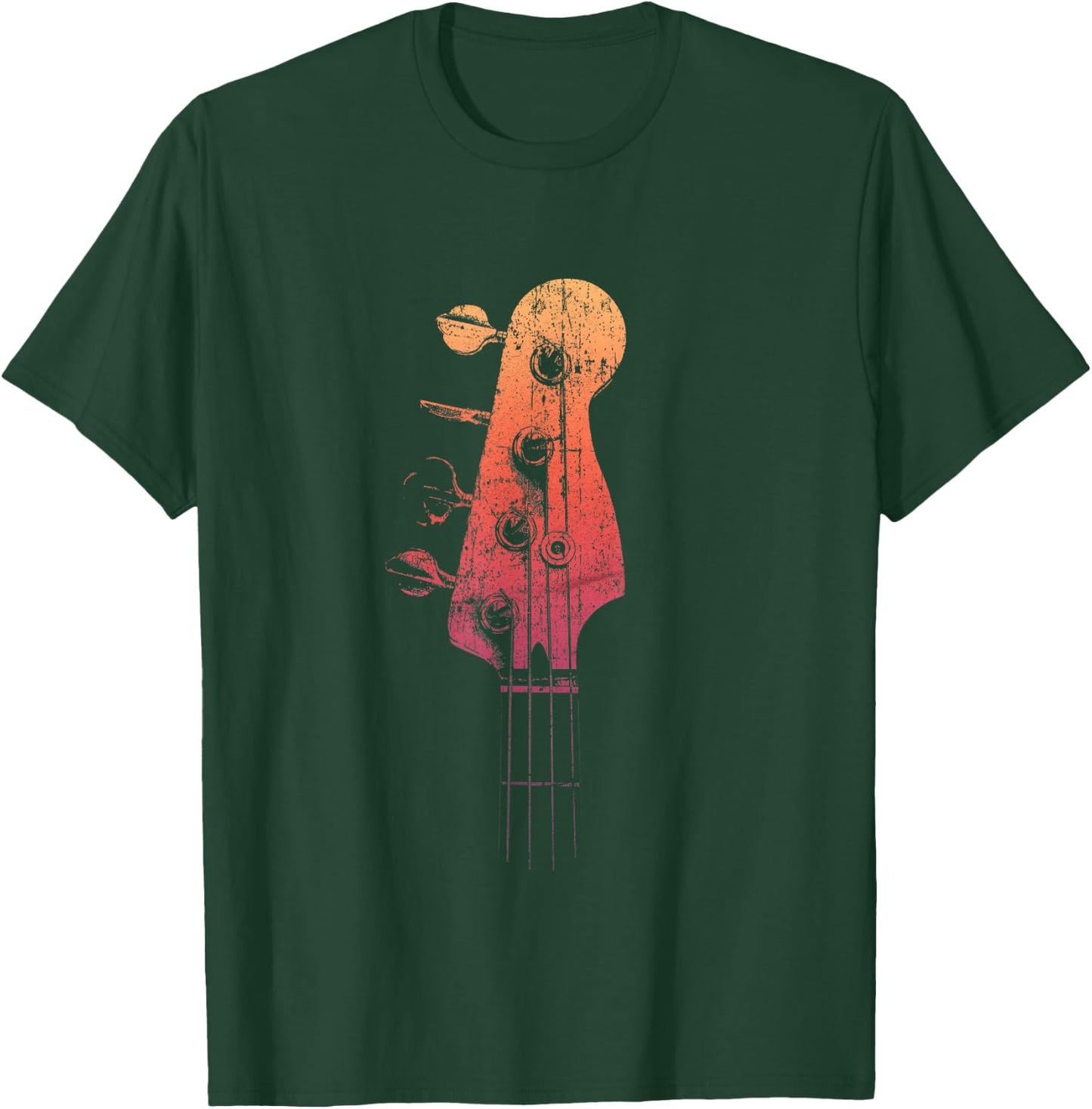 Bass Guitar Retro Headstock for Bassist and Bass Player T-Shirt - T-Shirt | Forest