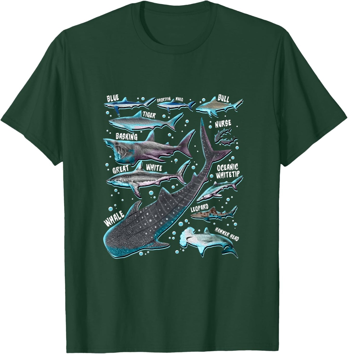 Shark Species Shark Gifts Shark Faces Marine Biology T-Shirt - T-Shirt | Forest