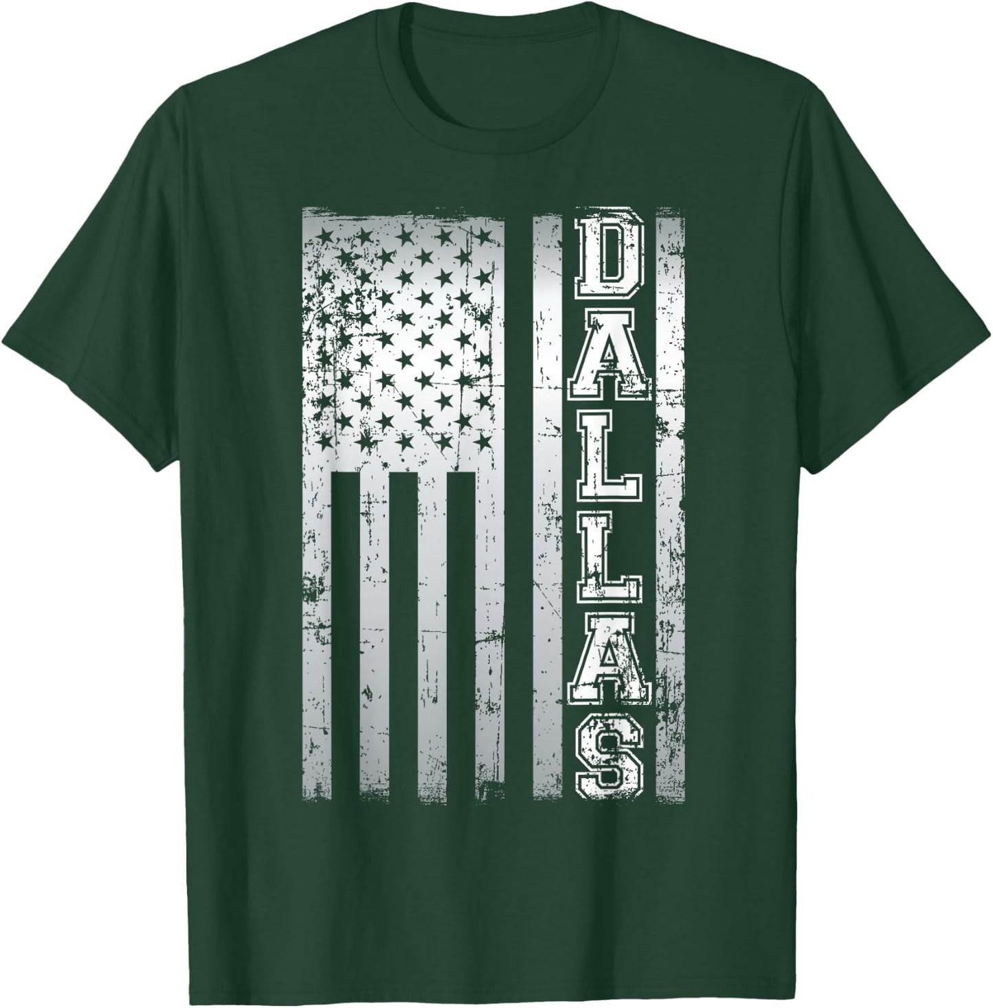 Distressed Dallas Loves America US Flag T-Shirt - T-Shirt | Forest