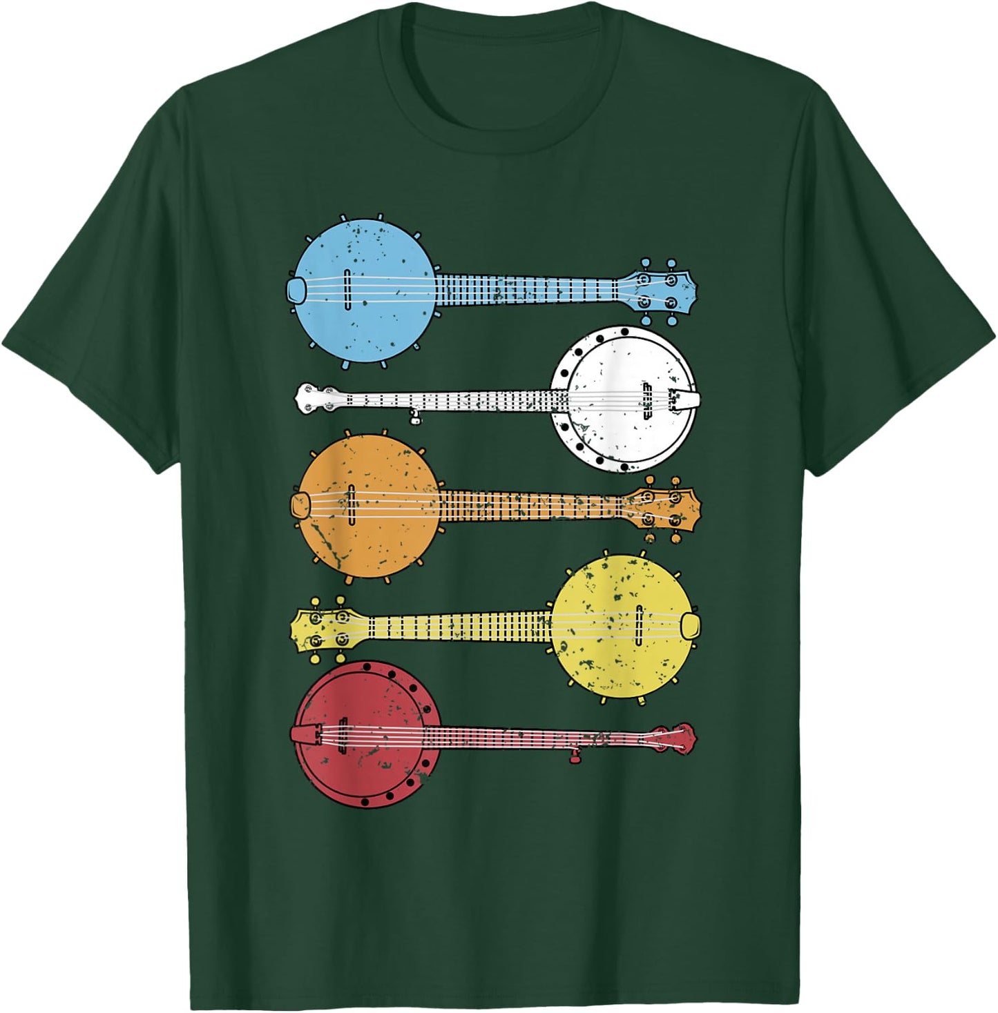 Vintage Banjo Shirt Retro Banjo Gift Country Music Bluegrass T-Shirt - T-Shirt | Forest