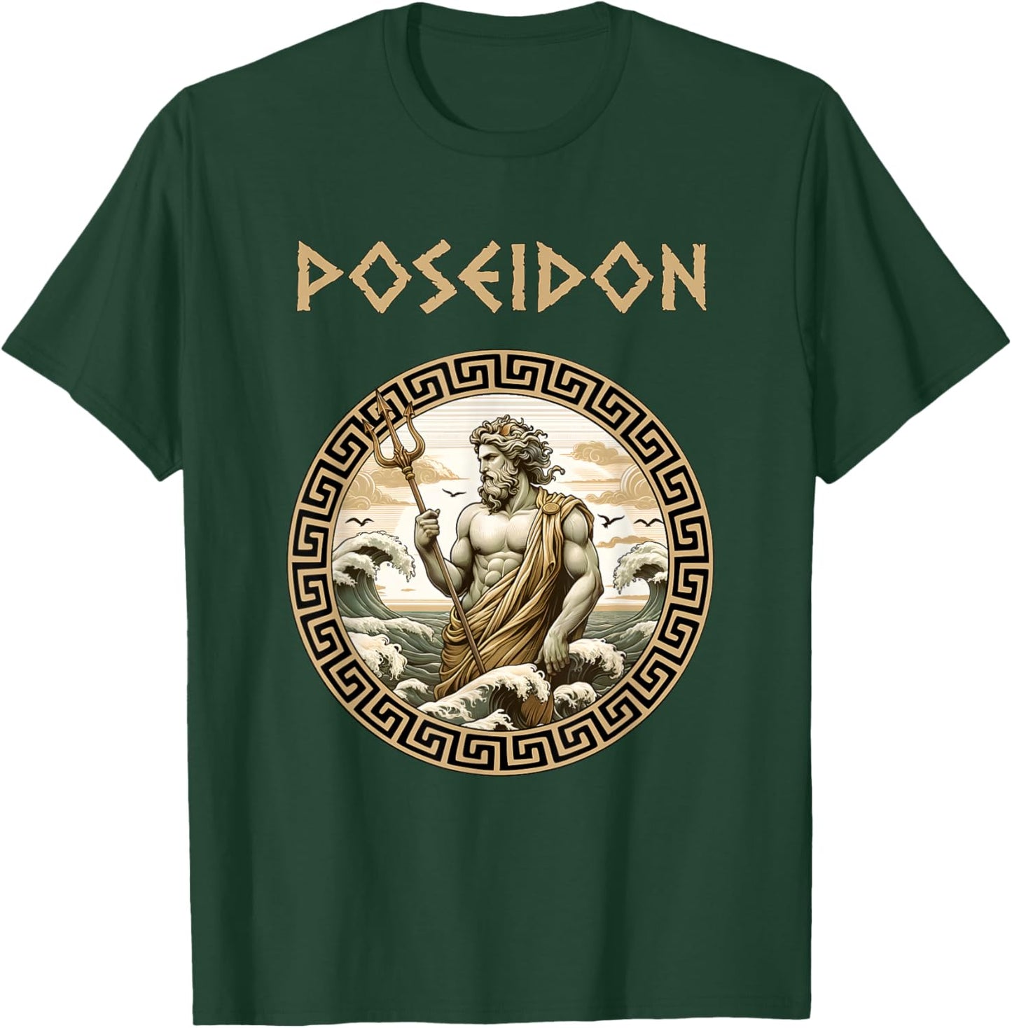 Poseidon Greek God of the Sea Ancient Greek Mythology T-Shirt - T-Shirt | Forest