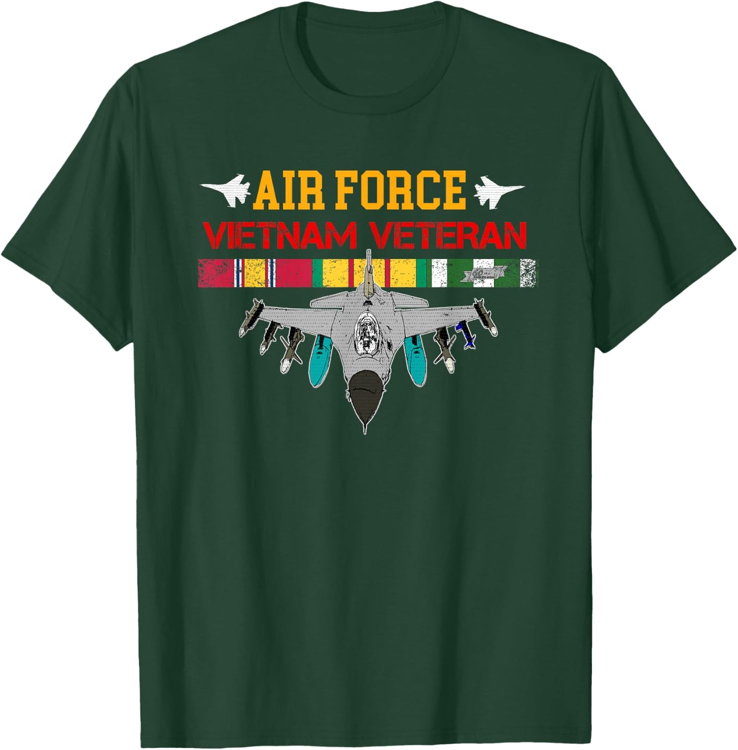 US Air Force Vietnam Veteran, USAF Veteran, USA Flag T-Shirt - T-Shirt | Forest