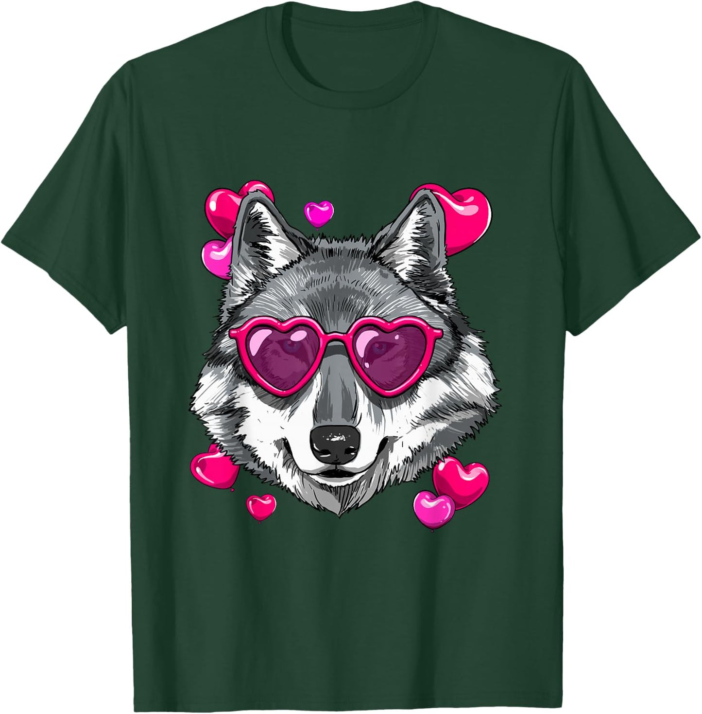 Wolf Valentines Shirt Wolf Heart Animal Face Wolf Lover T-Shirt - T-Shirt | Forest