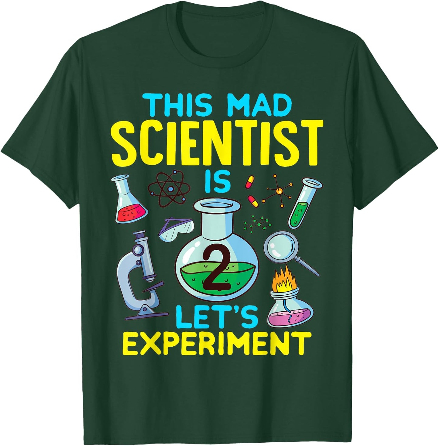 2nd Birthday This Mad Scientist Is 2 Let's Experiment Funny T-Shirt - T-Shirt | Forest