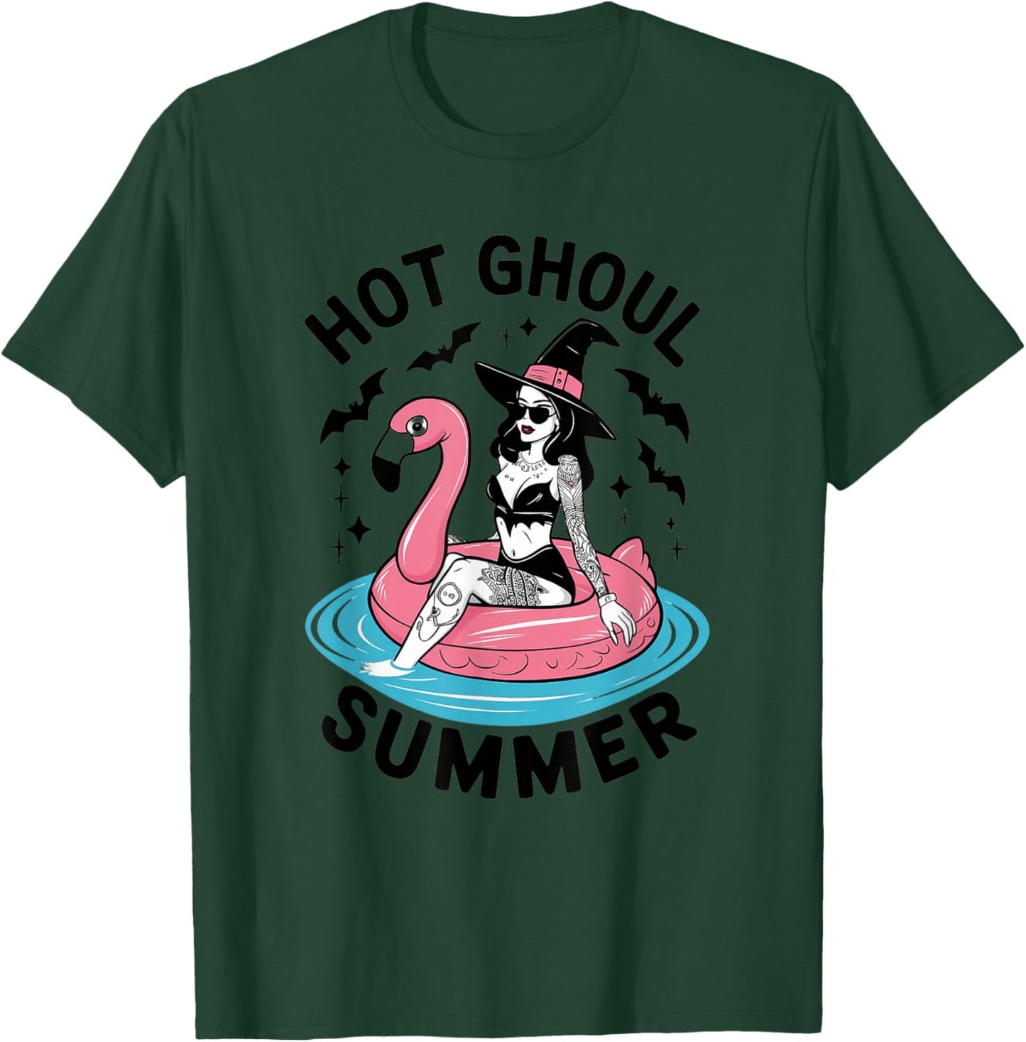 Hot Ghoul Summer Funny Witch Gothic Spooky Retro Halloween T-Shirt - T-Shirt | Forest