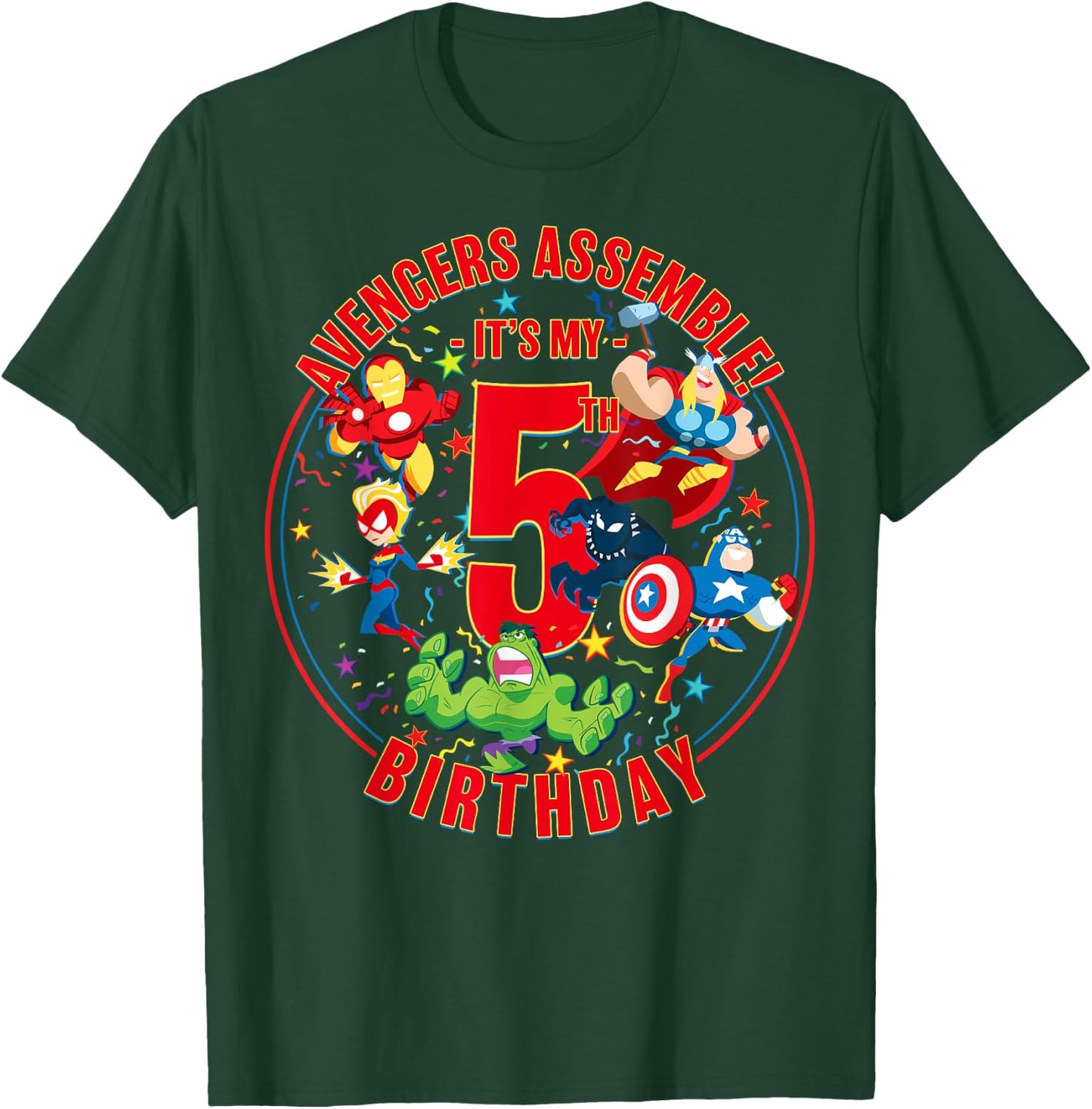 Marvel Avengers Assemble It's My 5th Birthday Small T-Shirt - T-Shirt | Forest