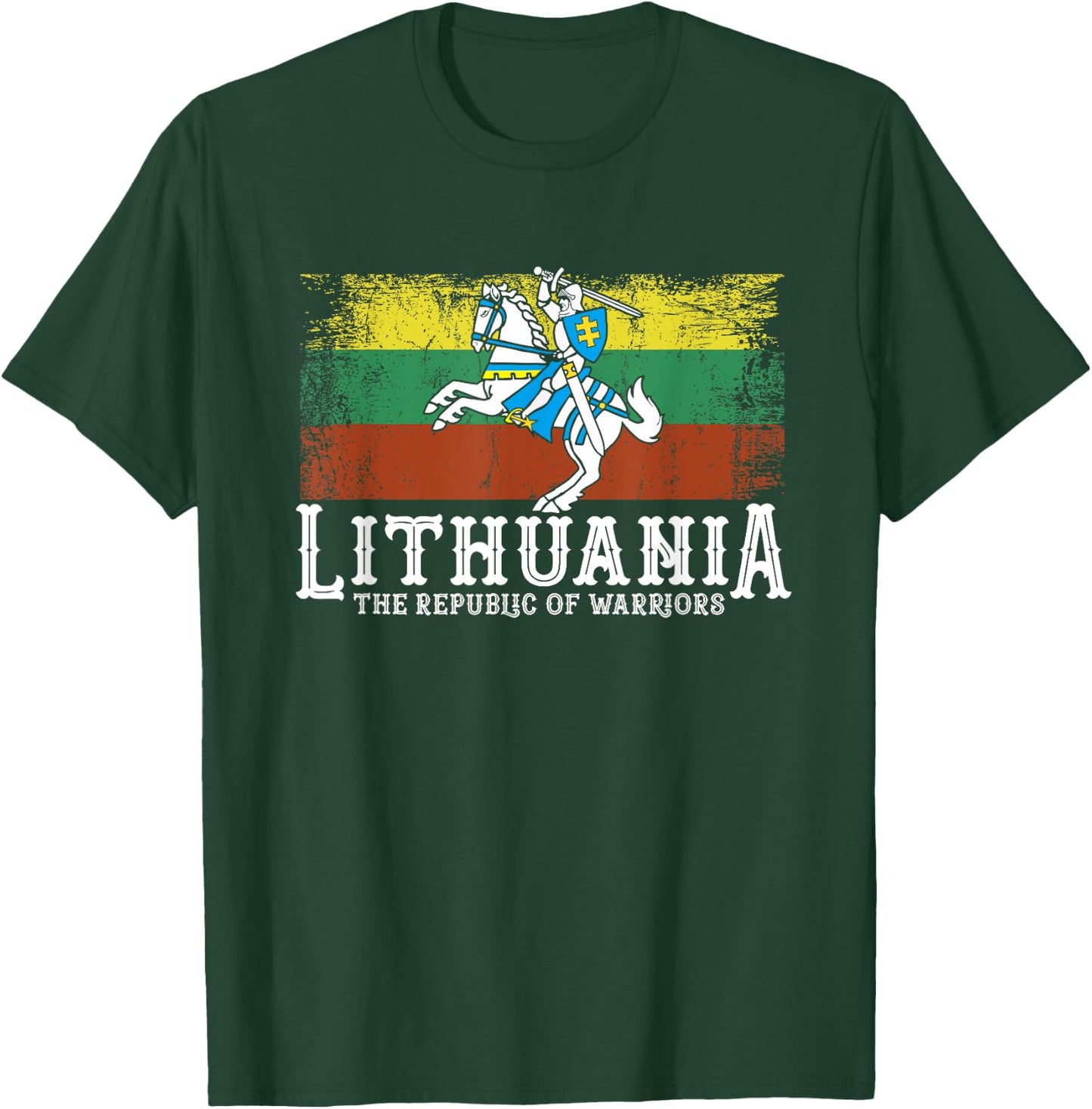 Lithuanian Flag White Knight Symbols Of Lithuania Patriotic T-Shirt - T-Shirt | Forest