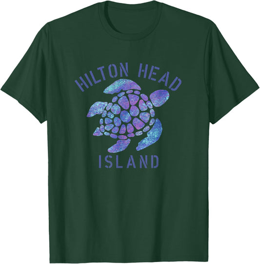 Hilton Head Island, SC Beach Design/Souvenir Illustration T-Shirt - T-Shirt | Forest